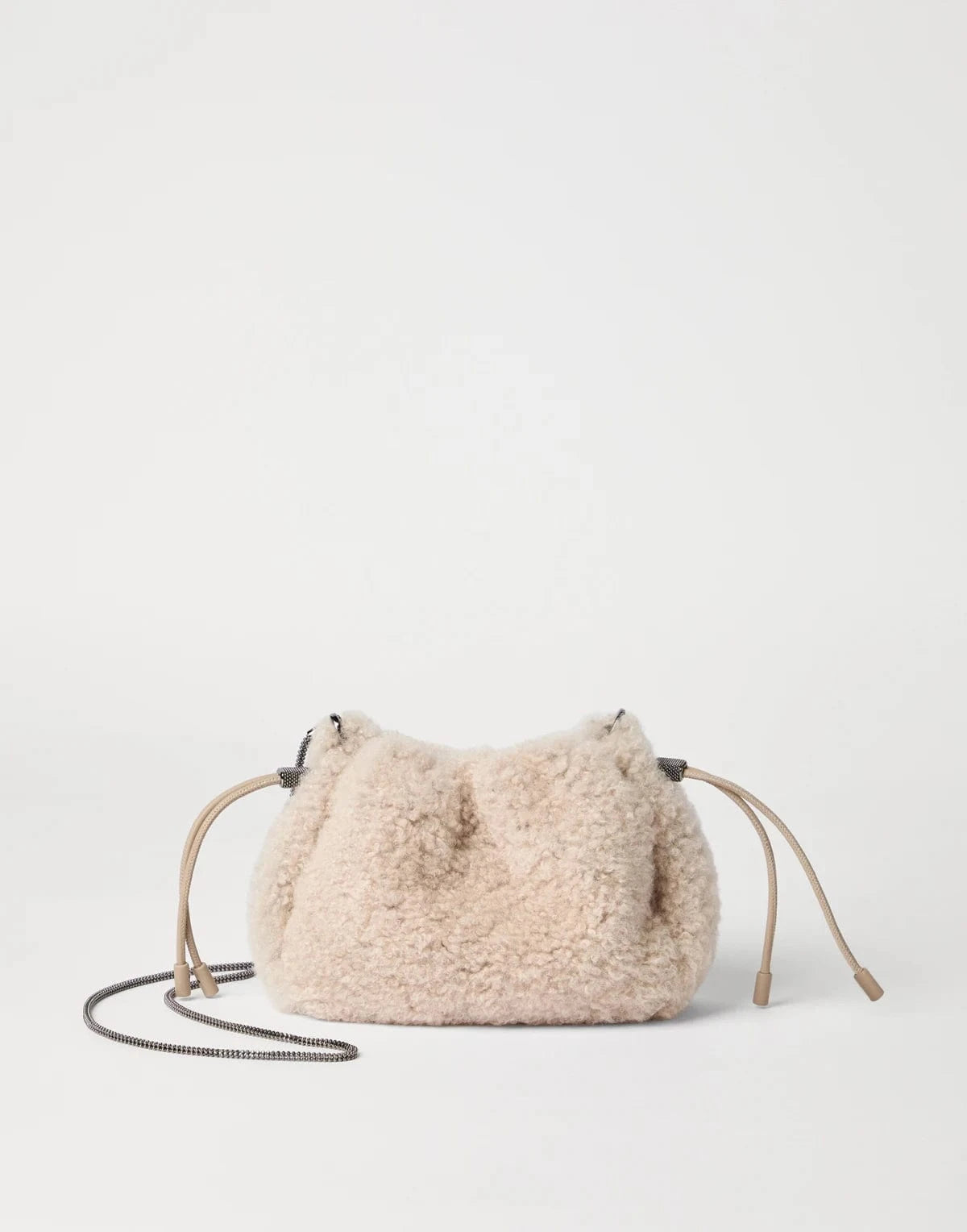 Brunello Cucinelli Mellow Fuzzy Shearling Mini Bucket Bag