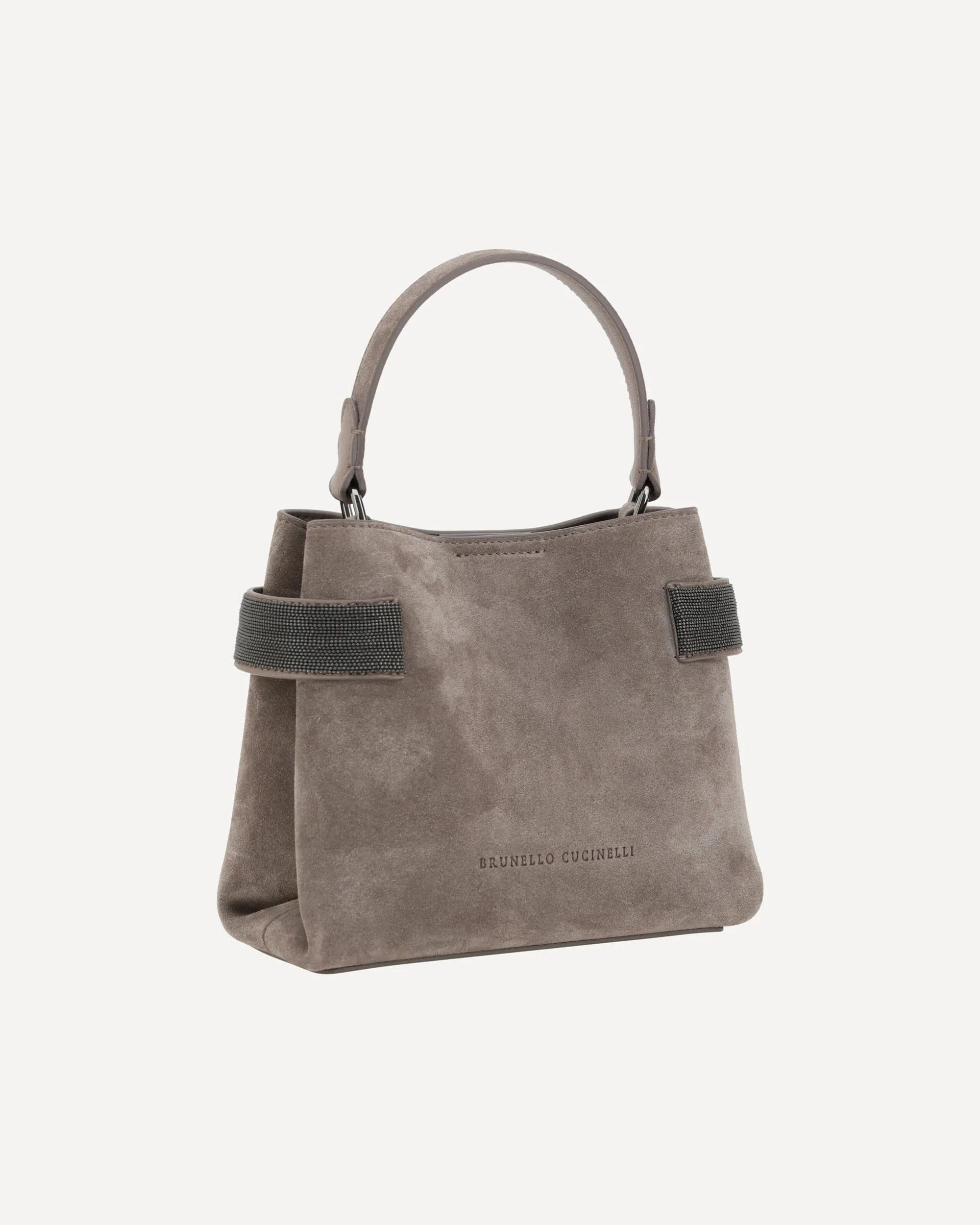 Brunello Cucinelli Mini Monili-Embellished Suede Tote Bag