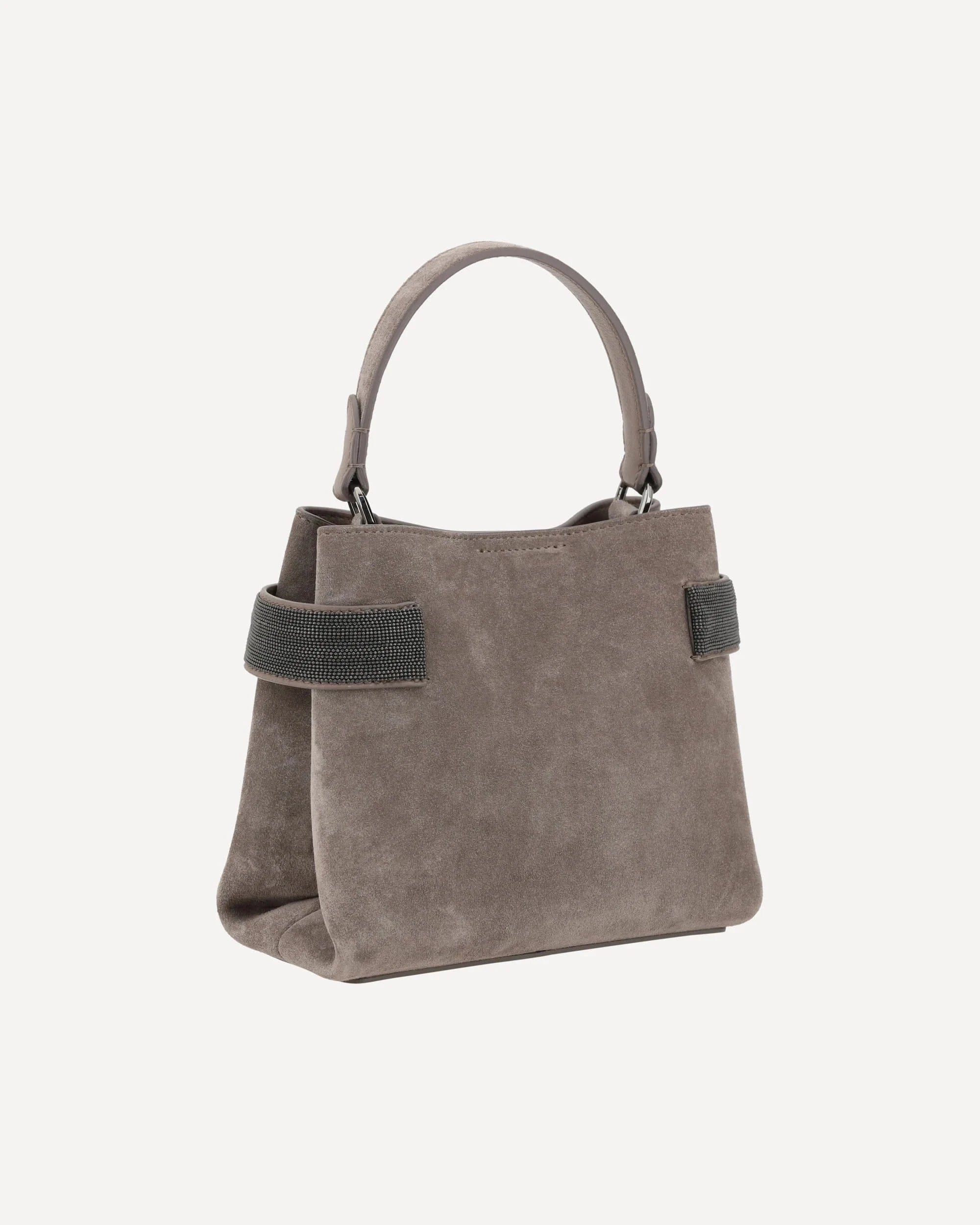 Brunello Cucinelli Mini Monili-Embellished Suede Tote Bag