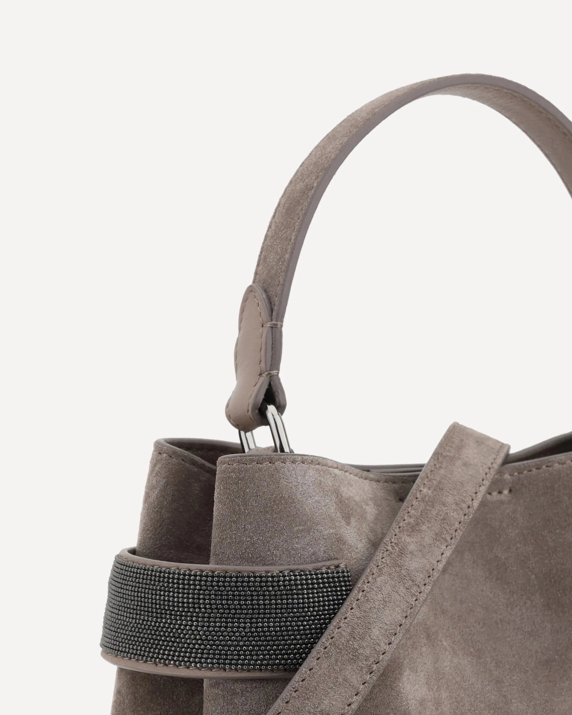 Brunello Cucinelli Mini Monili-Embellished Suede Tote Bag