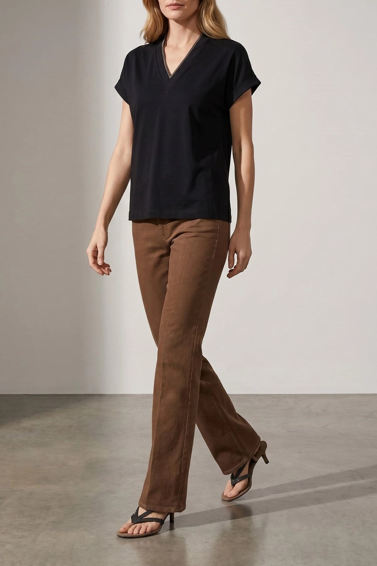 Brunello Cucinelli T-shirt con scollo a V Monile - alternate view