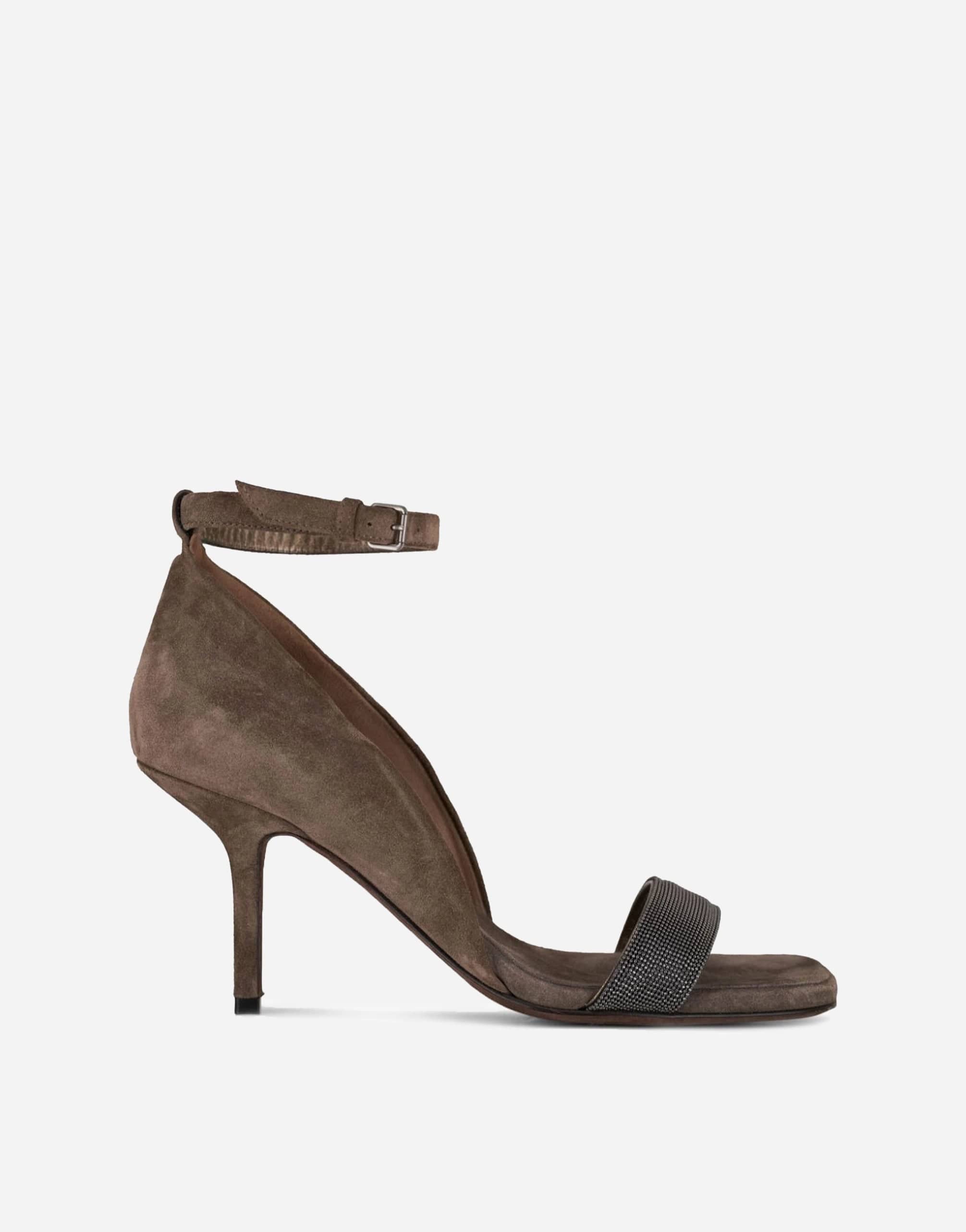 Brunello Cucinelli Monili Ankle-Strap Suede Sandals