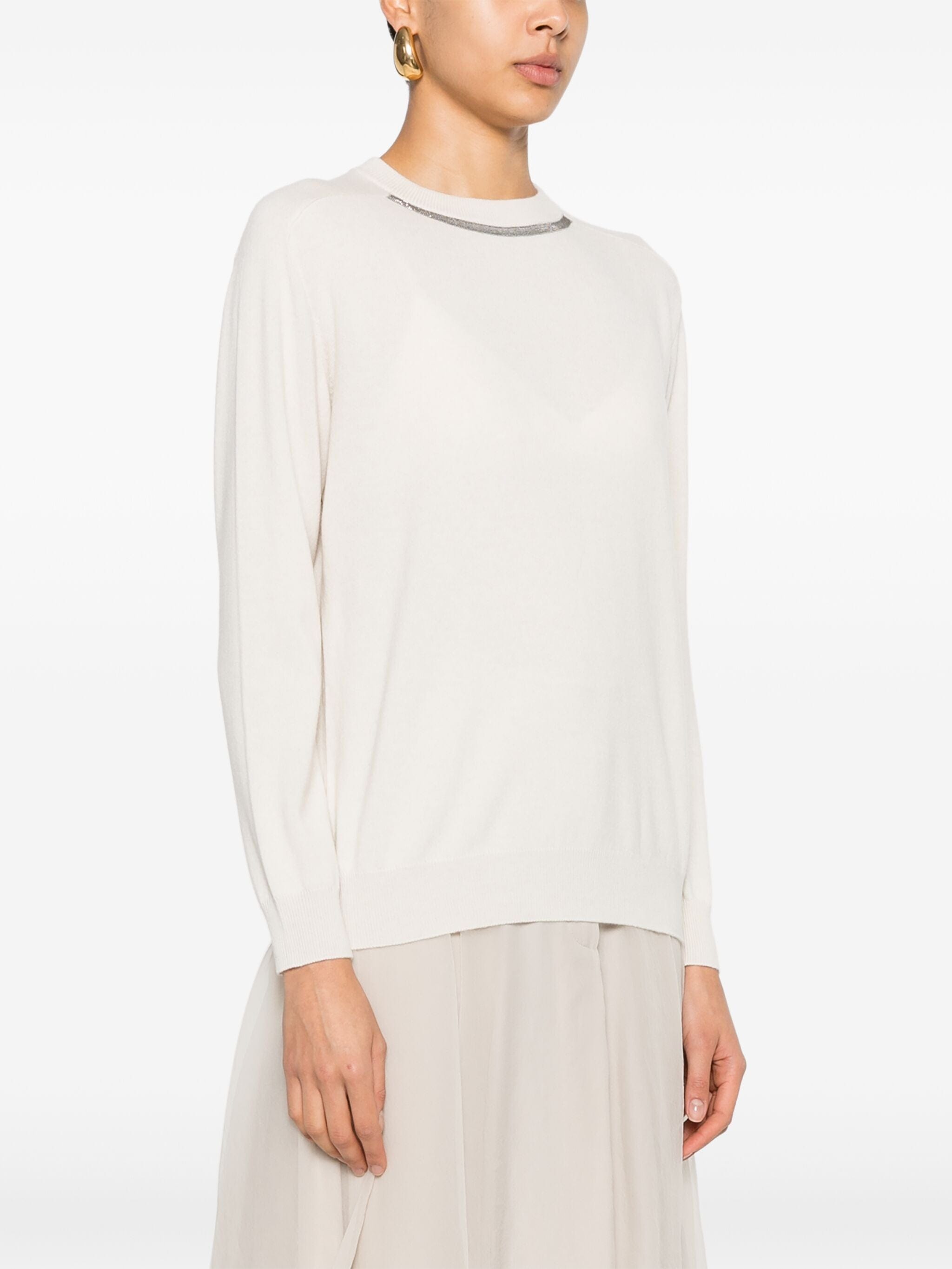 Brunello Cucinelli Monili-Chain Knitted Top