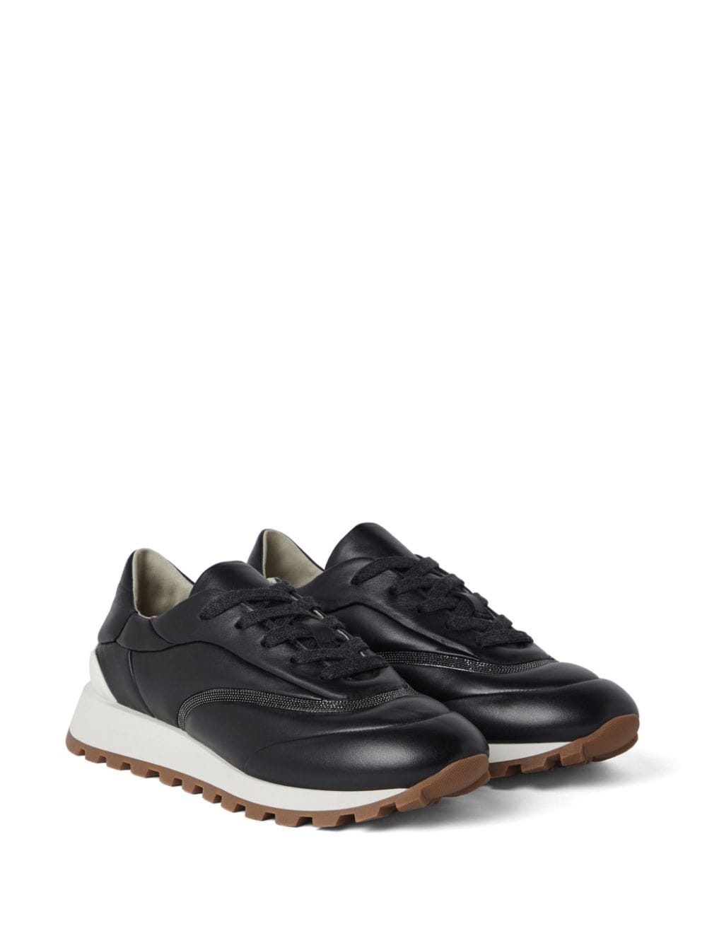 Brunello Cucinelli Monili-Chain Leather Sneakers