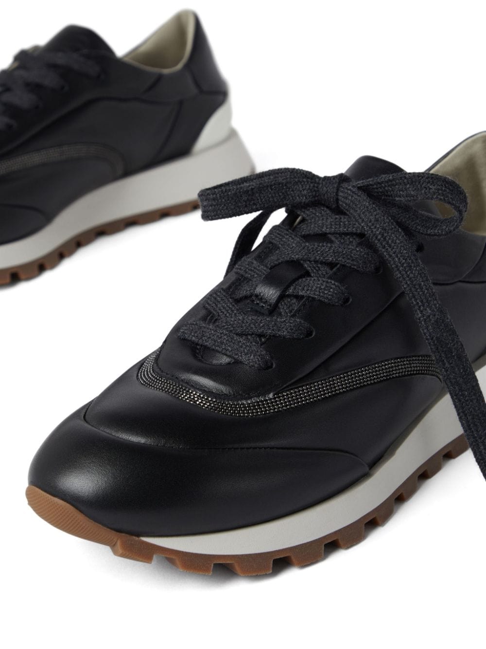 Brunello Cucinelli Monili-Chain Leather Sneakers