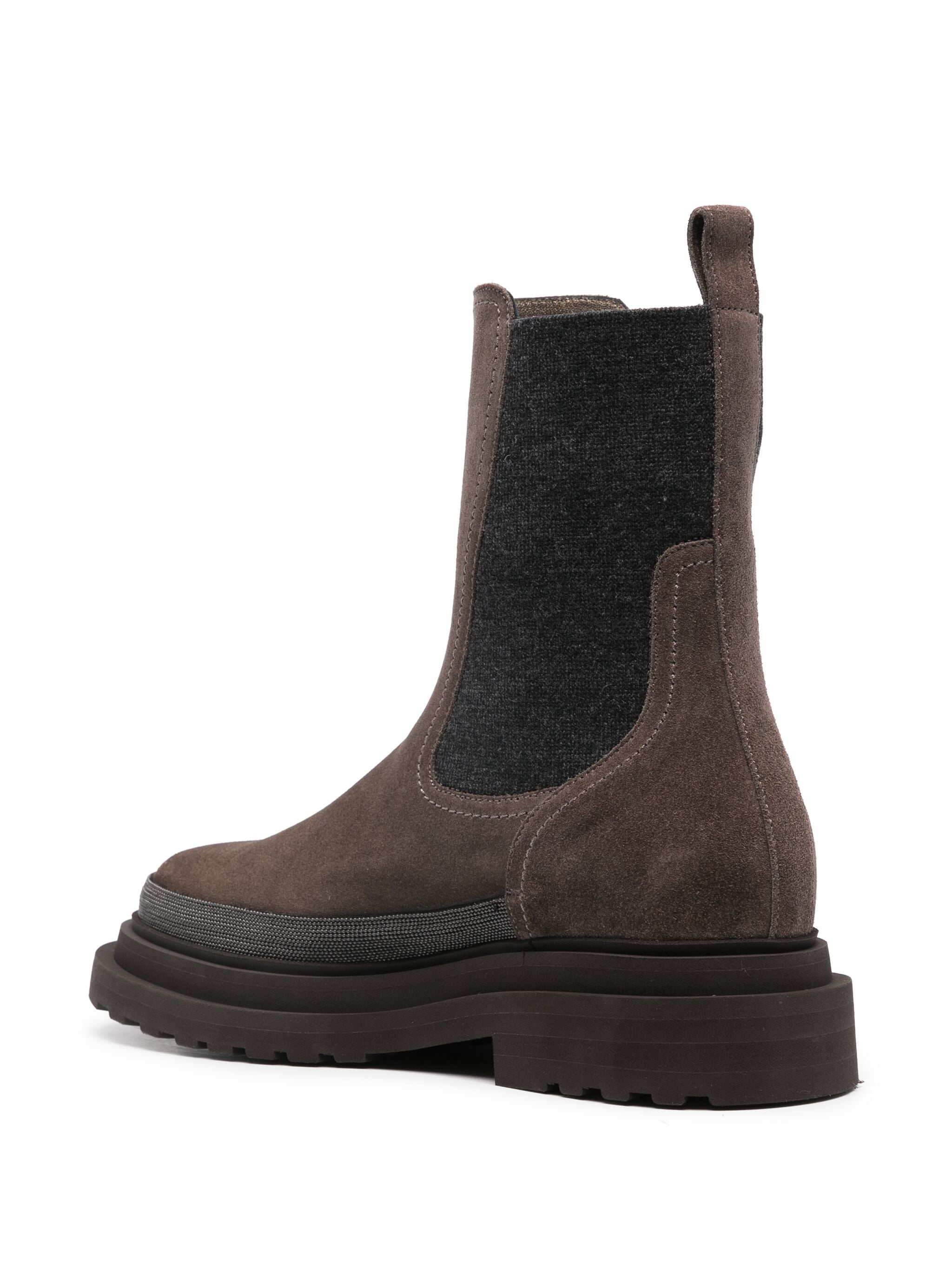 Brunello Cucinelli Monili-Chain Suede Ankle Boots