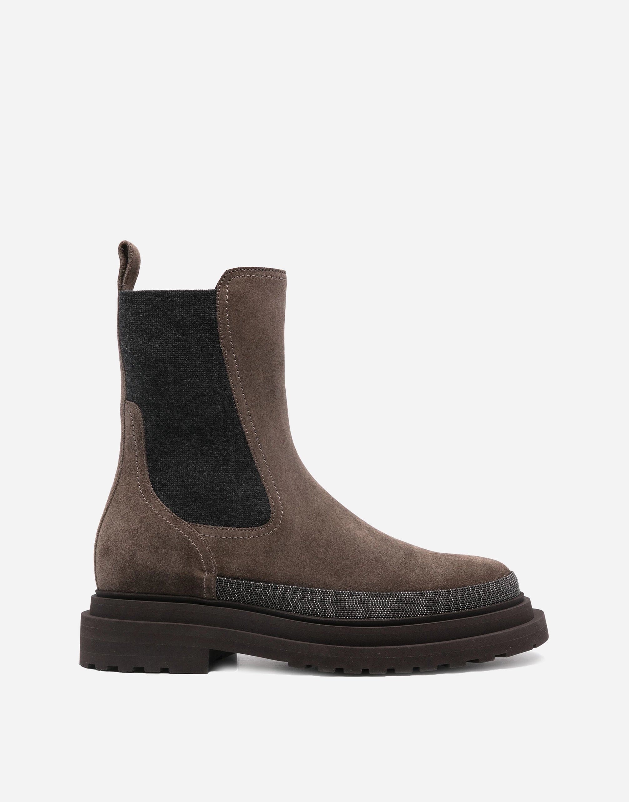 Brunello Cucinelli Monili-Chain Suede Ankle Boots