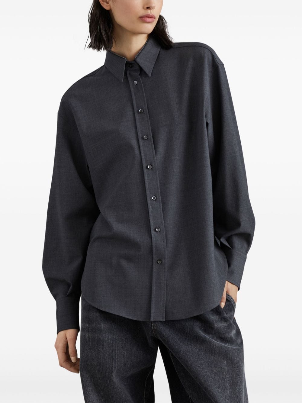 Brunello Cucinelli Monili-Detail Long-Sleeve Shirt