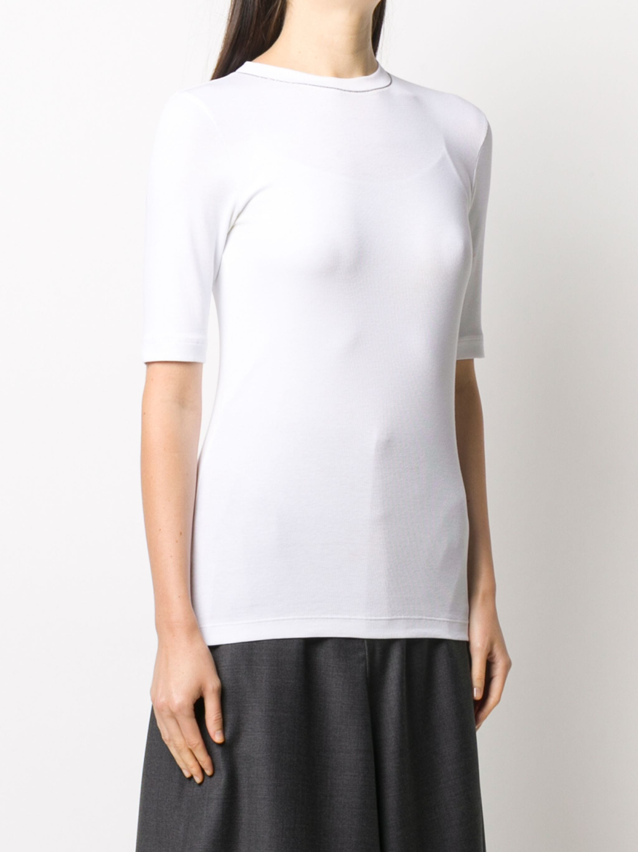 Brunello Cucinelli Monili-Embellished Knit T-Shirt