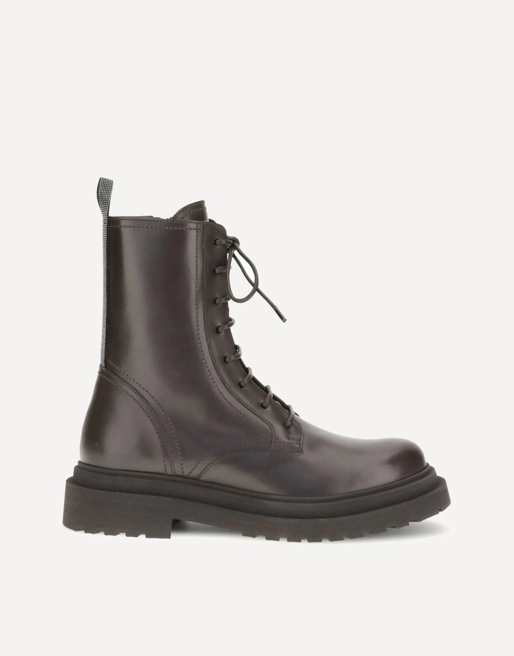 Brunello Cucinelli Monili-Embellished Leather Ankle Boots