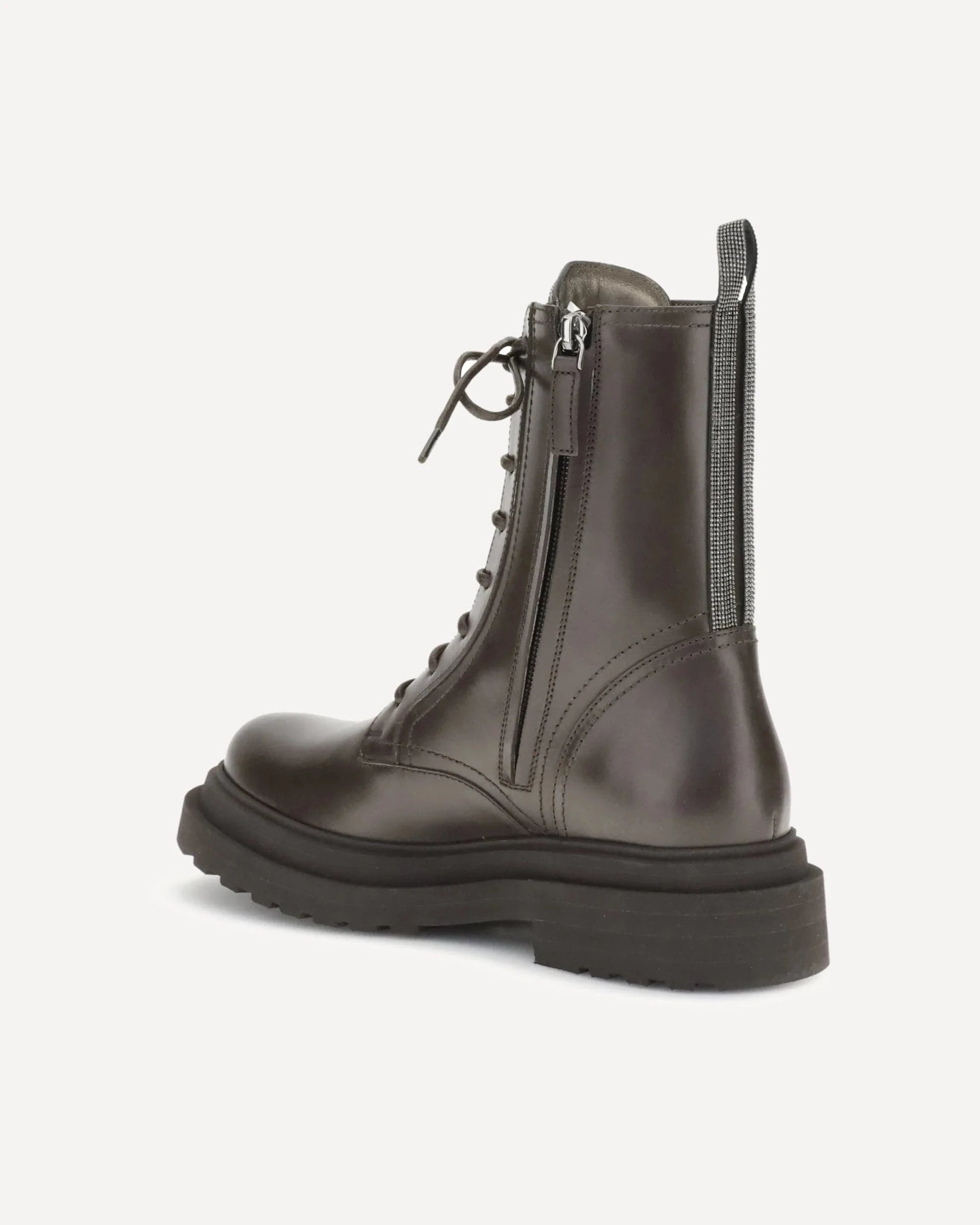 Brunello Cucinelli Monili-Embellished Leather Ankle Boots