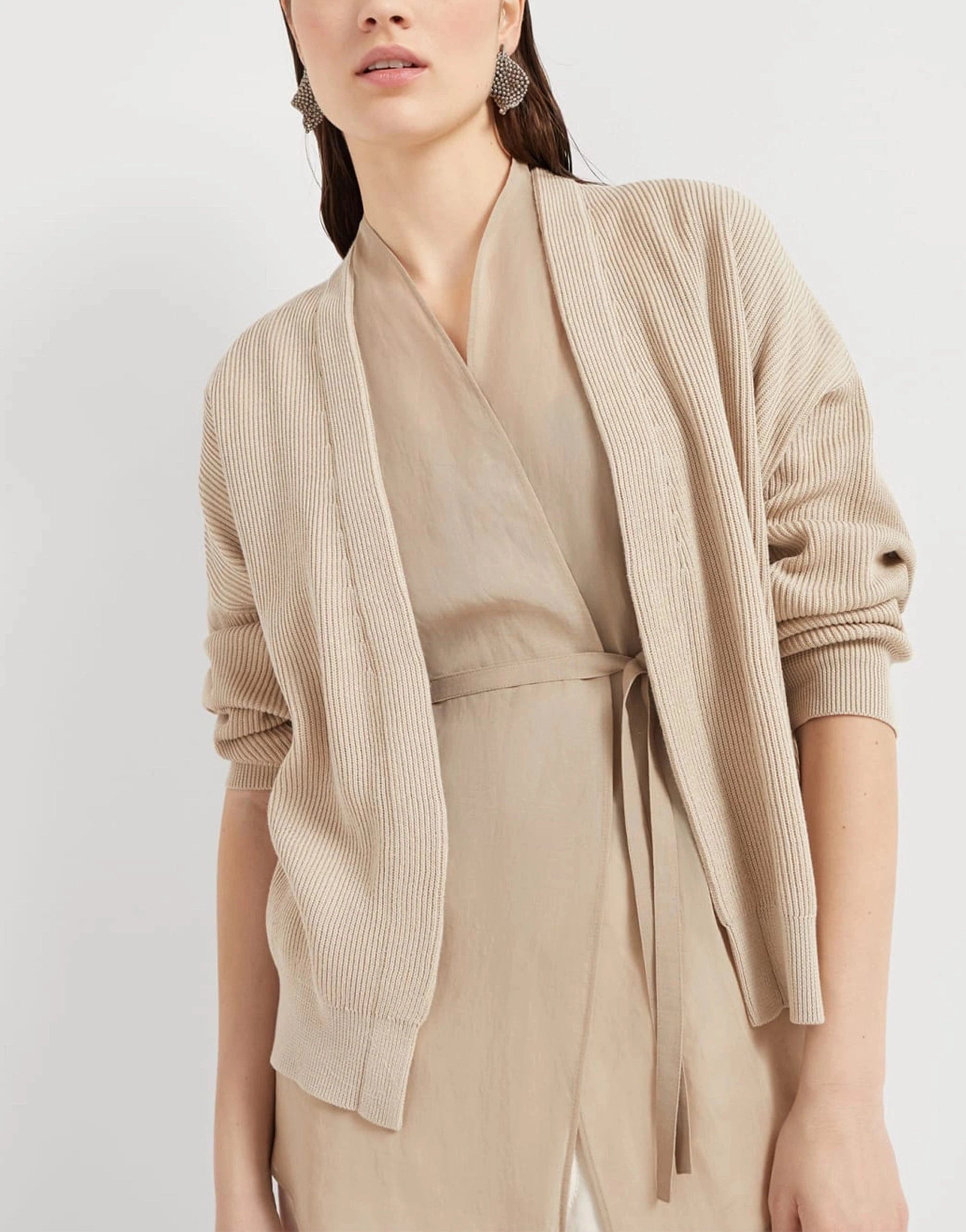 Brunello Cucinelli Monili-Embellished Organza Layered Cardigan