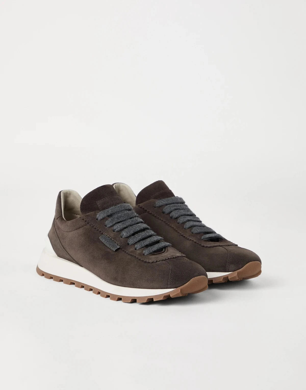 Brunello Cucinelli Monili-Tab Suede Sneakers | Sendegaro