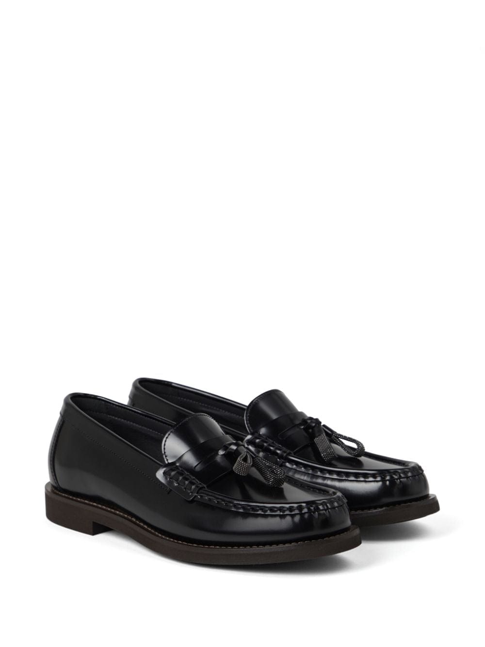 Brunello Cucinelli Monili-Tassel Polished Leather Loafers