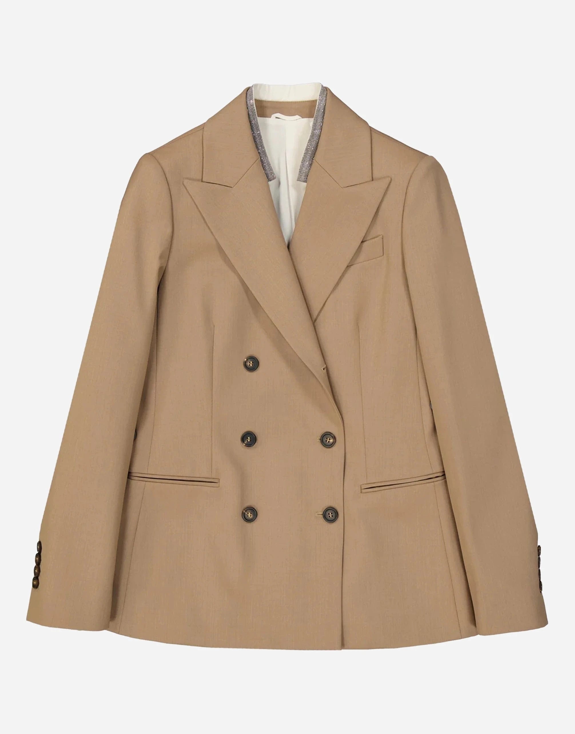 Brunello Cucinelli Monili-Trim Double-Breasted Blazer