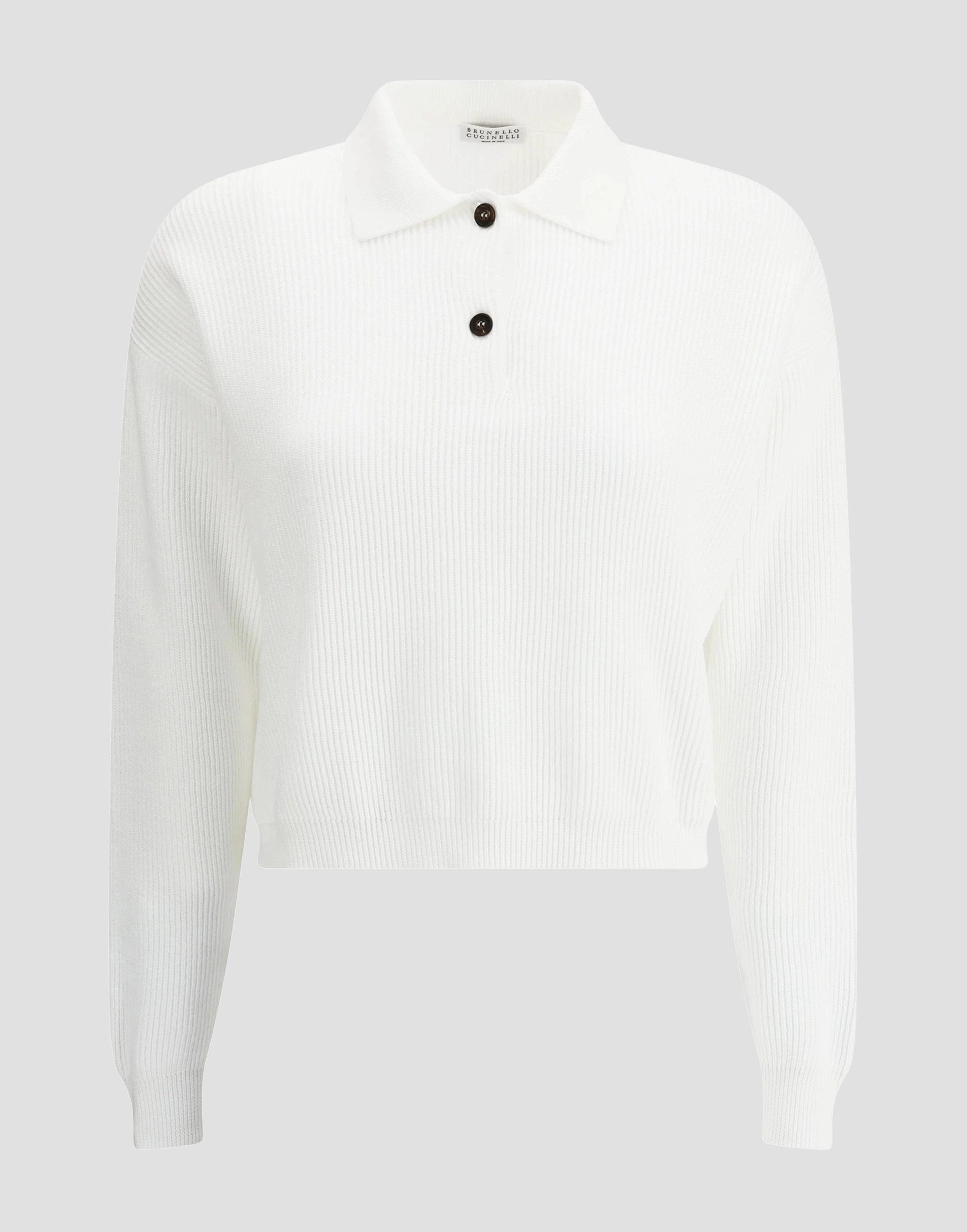 Brunello Cucinelli Monili-Trim Rib Knit Polo Shirt