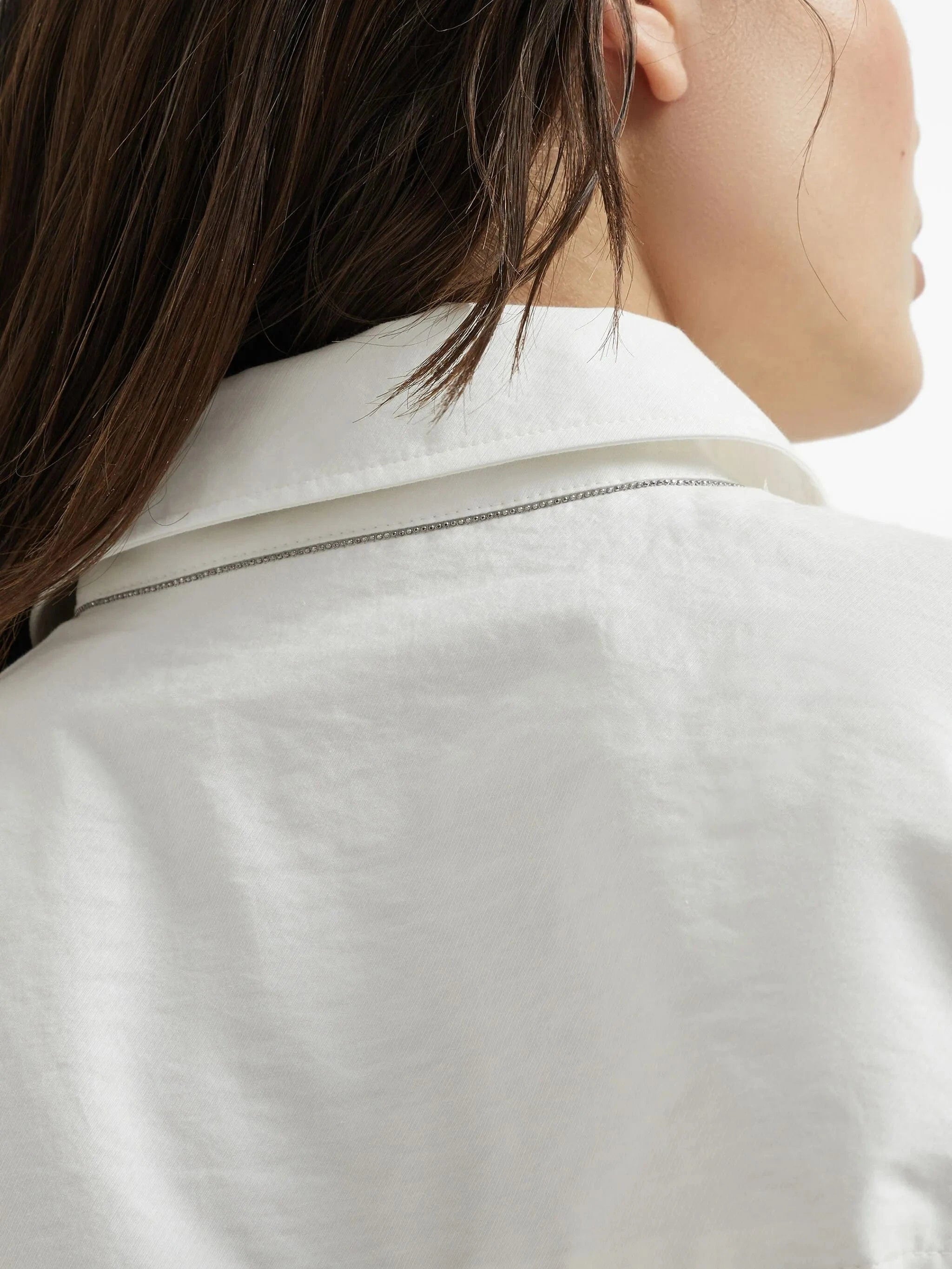 Brunello Cucinelli Monili-Trim Twill Belted Mini Shirt Dress