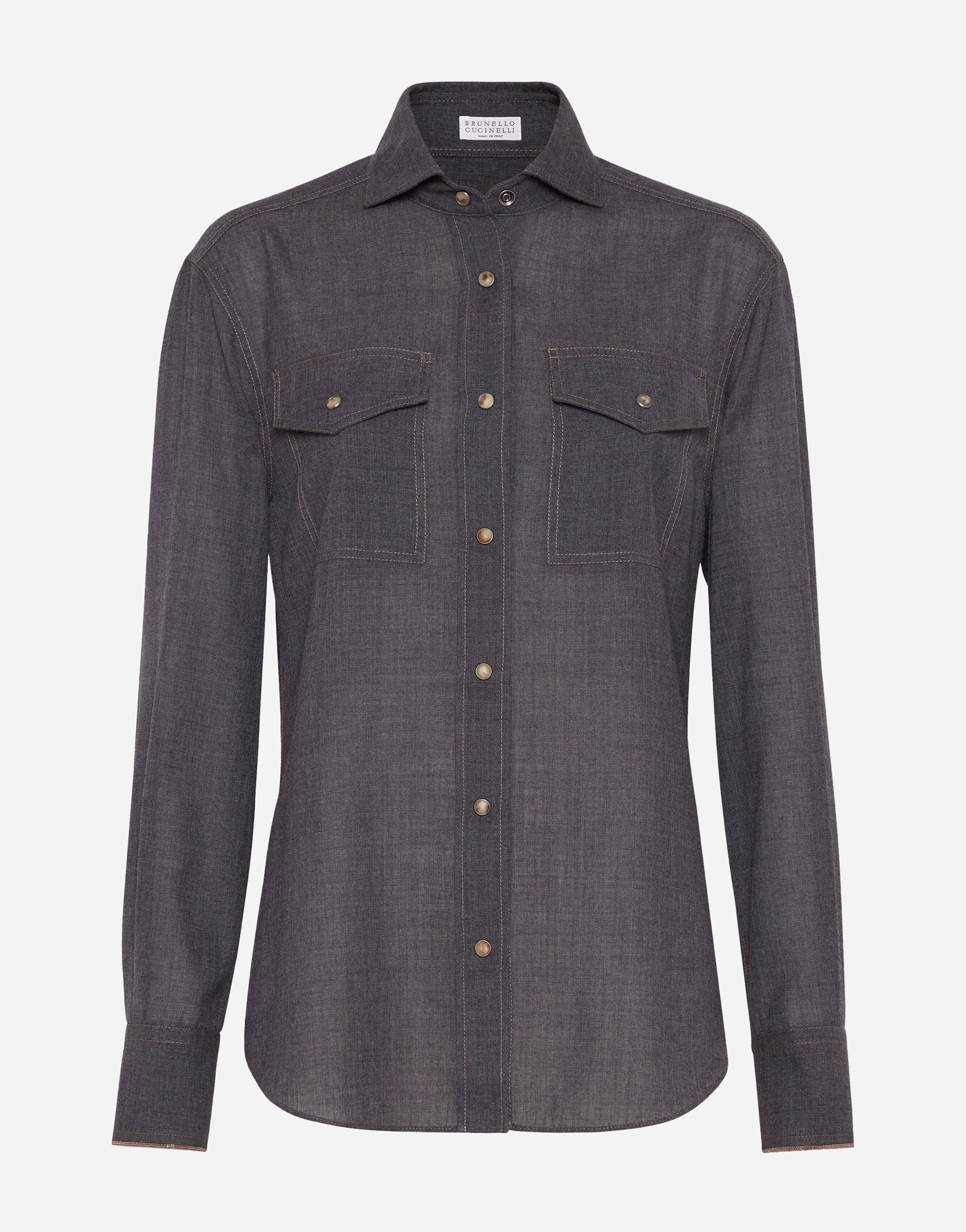 Brunello Cucinelli Monili-Trim Virgin Wool Shirt