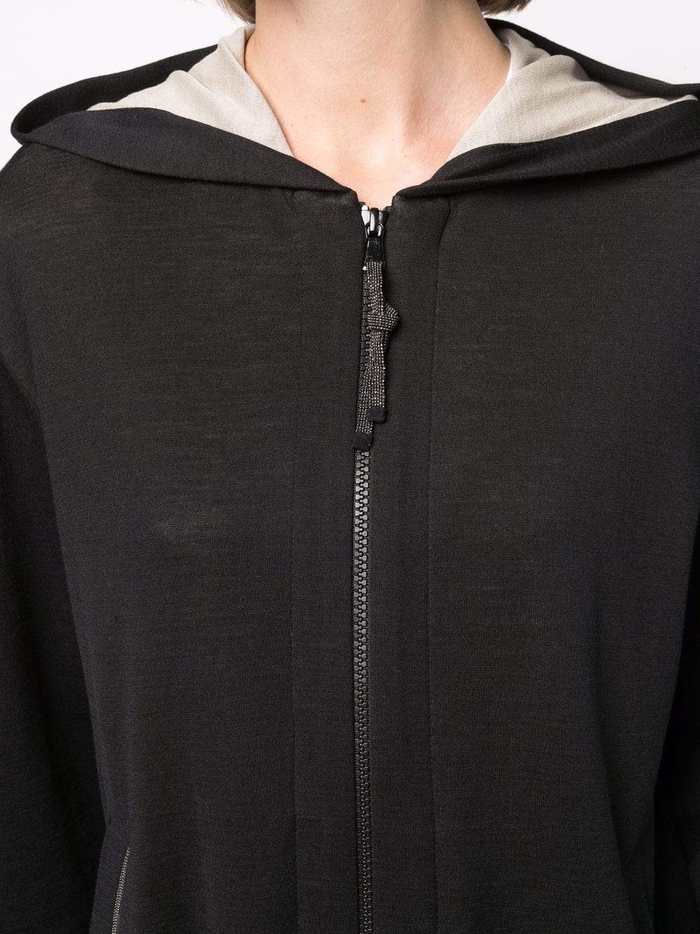 Brunello Cucinelli Monili-Trim Zip-Front Hoodie