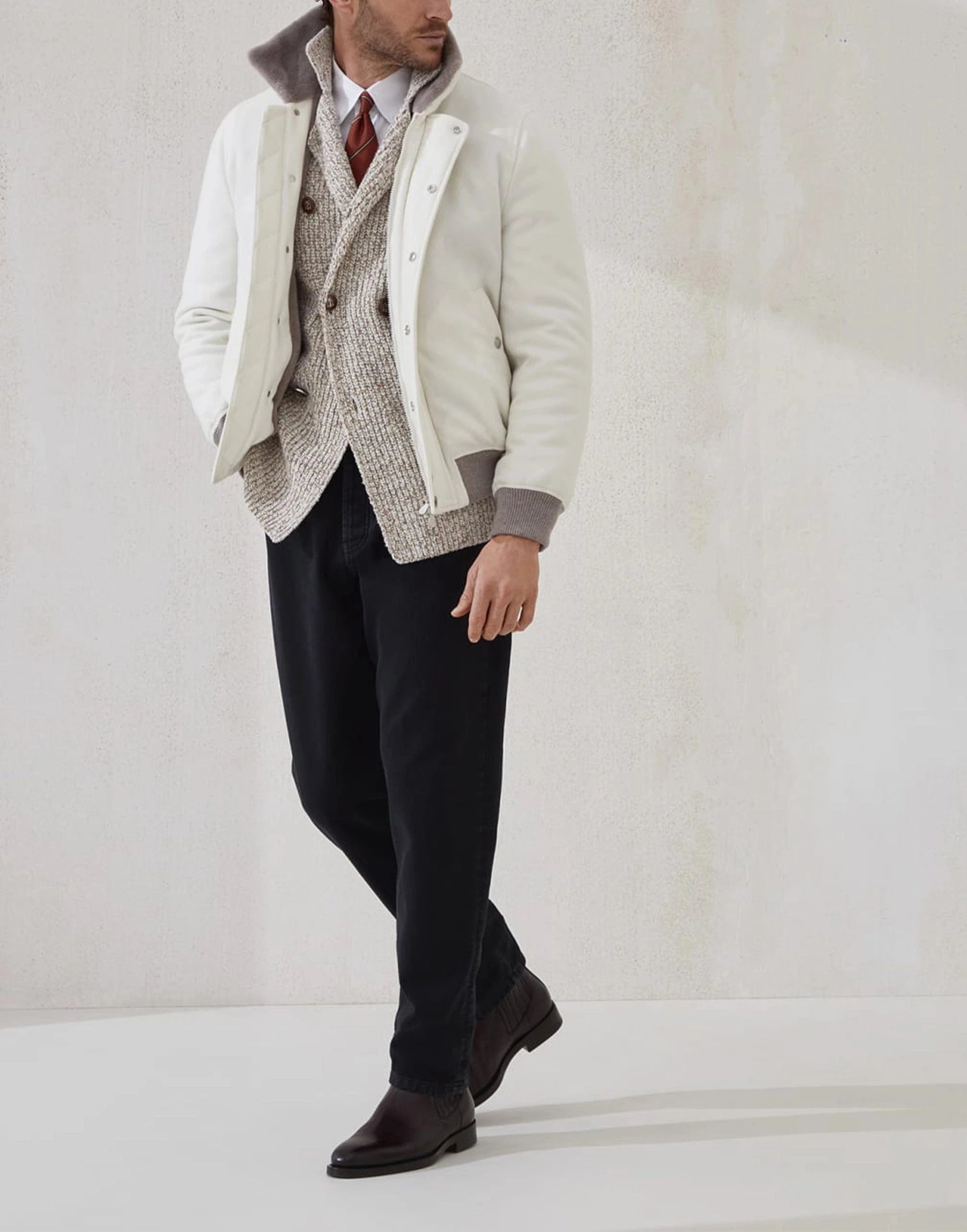 Brunello Cucinelli Mouliné Wool-Silk Blend Cardigan | Sendegaro EG