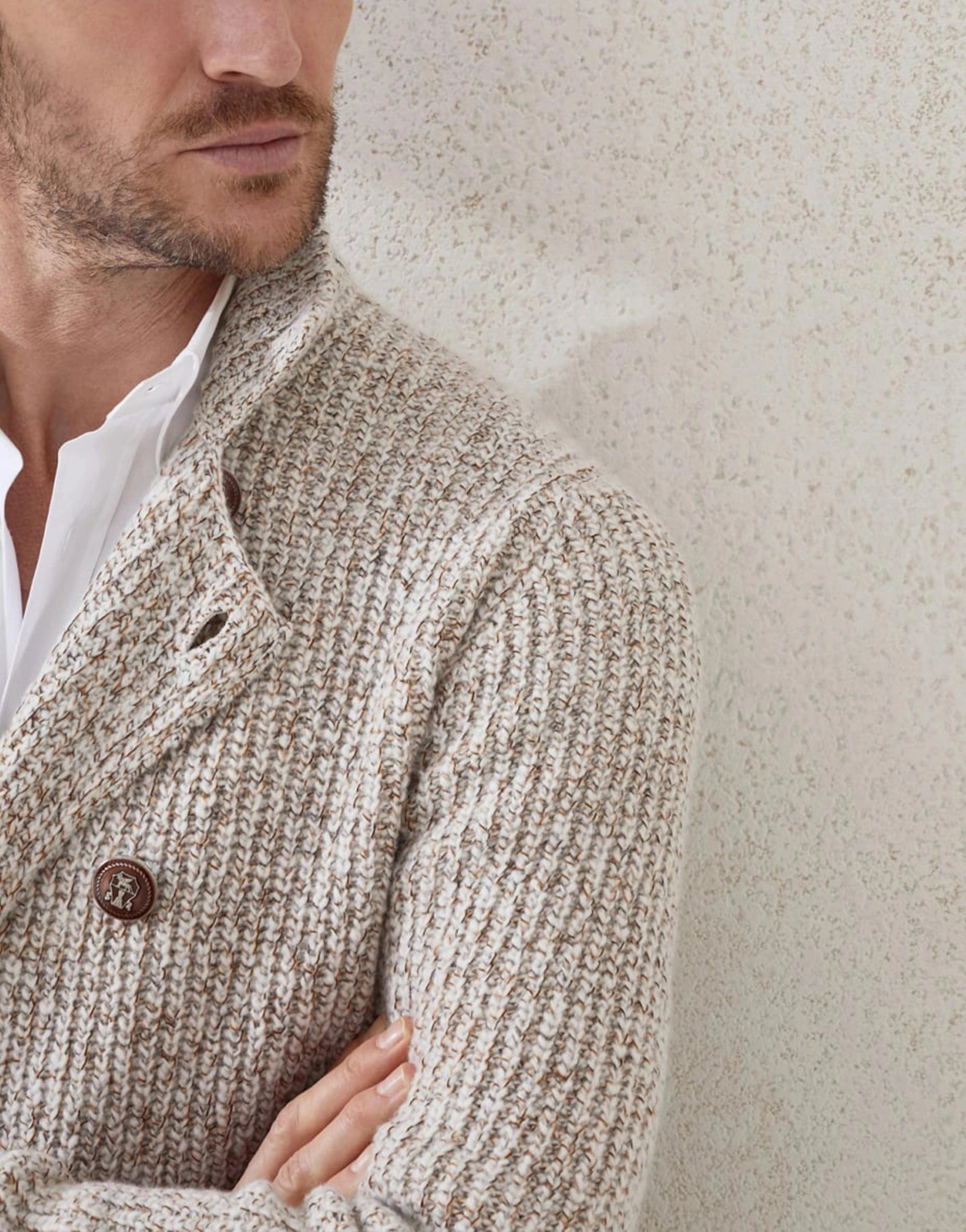 Brunello Cucinelli Mouliné Wool-Silk Blend Cardigan