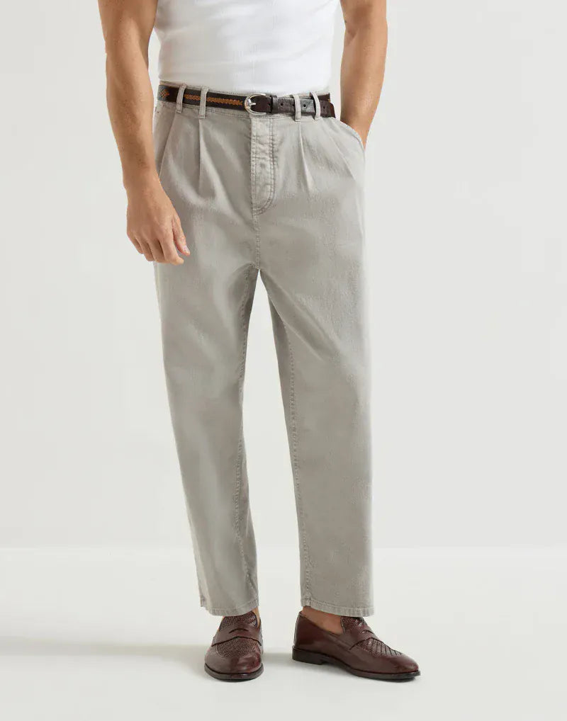 Brunello Cucinelli Mud Garment-Dyed Iconic Trousers | Sendegaro ZA