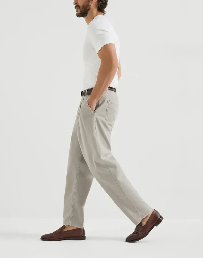 Brunello Cucinelli Mud Garment-Dyed Iconic Trousers | Sendegaro ZA