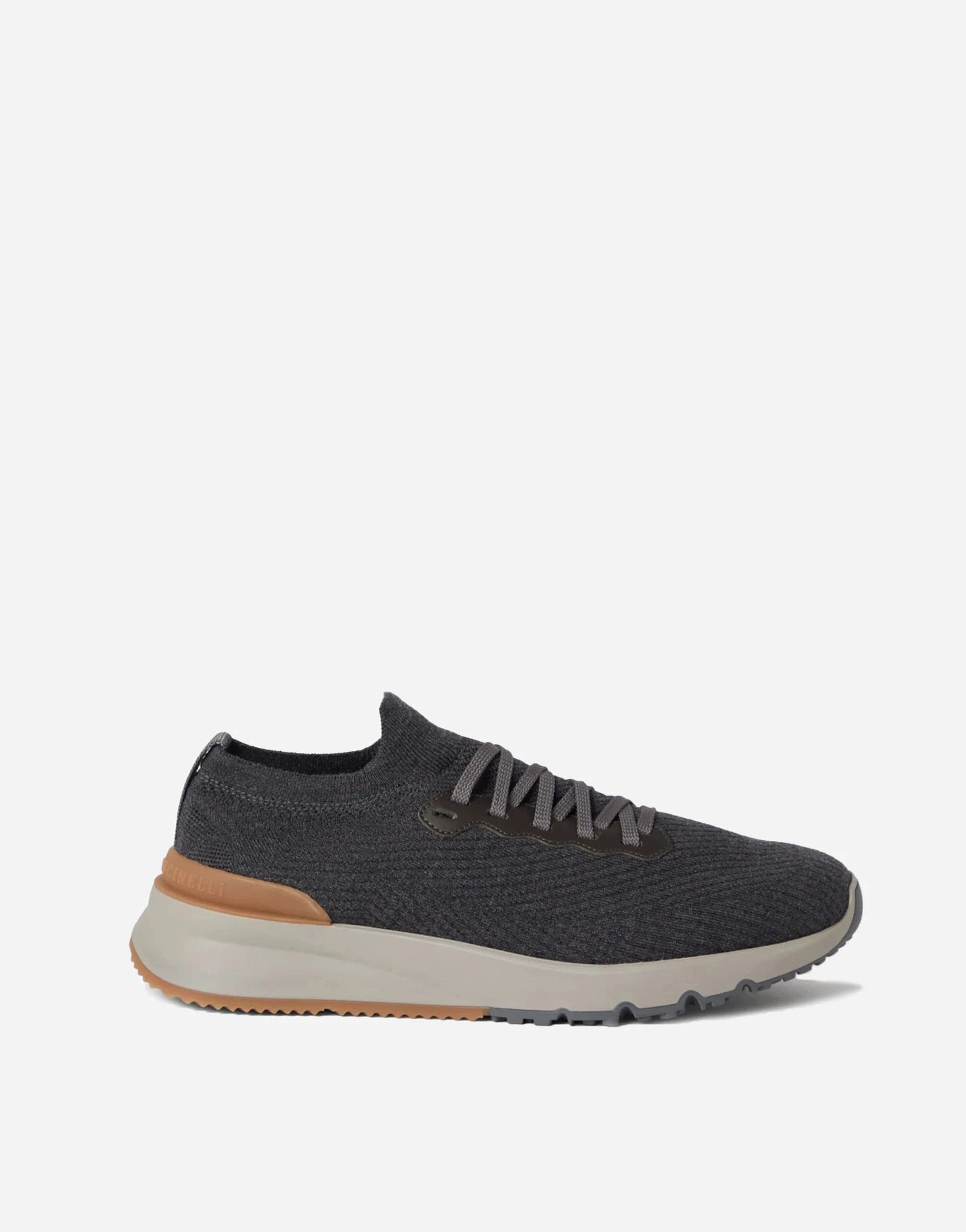 Brunello Cucinelli Multicolor Wool Knit Leather Sneakers