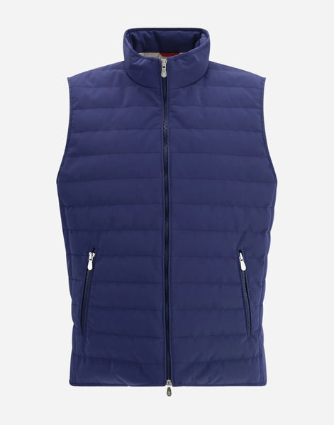 Brunello Cucinelli Navy Blue Bonded Down Vest | Sendegaro