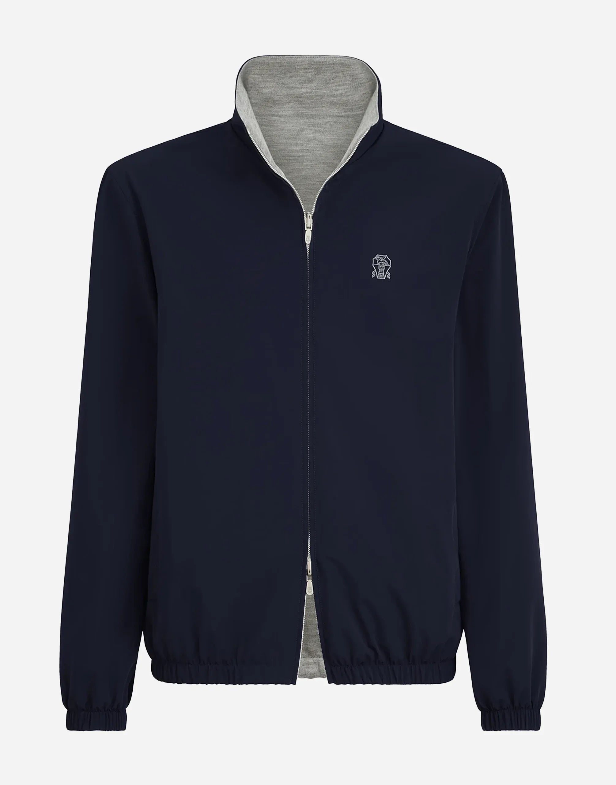 Brunello Cucinelli Navy Blue Bonded Reversible Jacket
