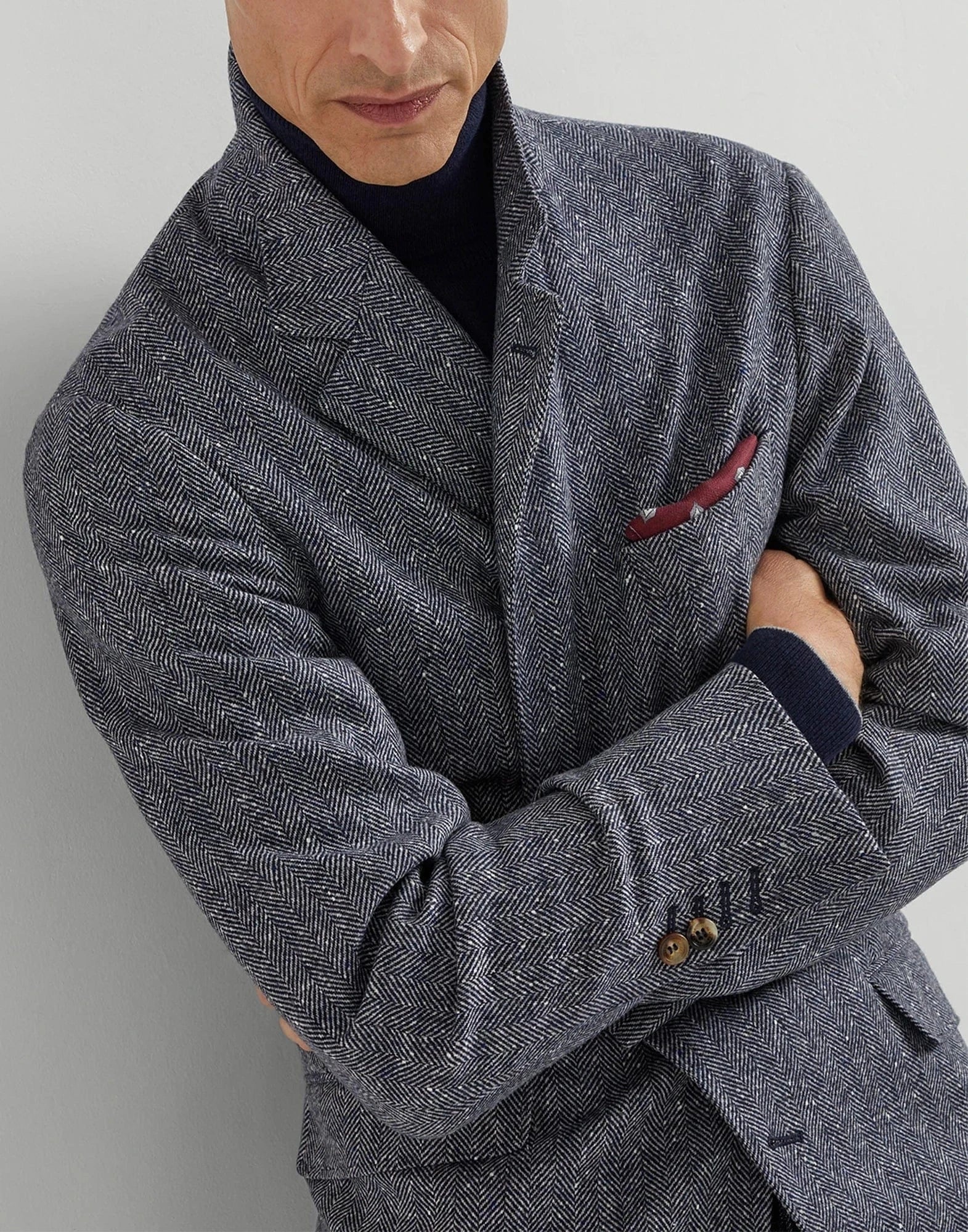 Brunello Cucinelli ネイビーブルー カシミヤ タートルネックセーター