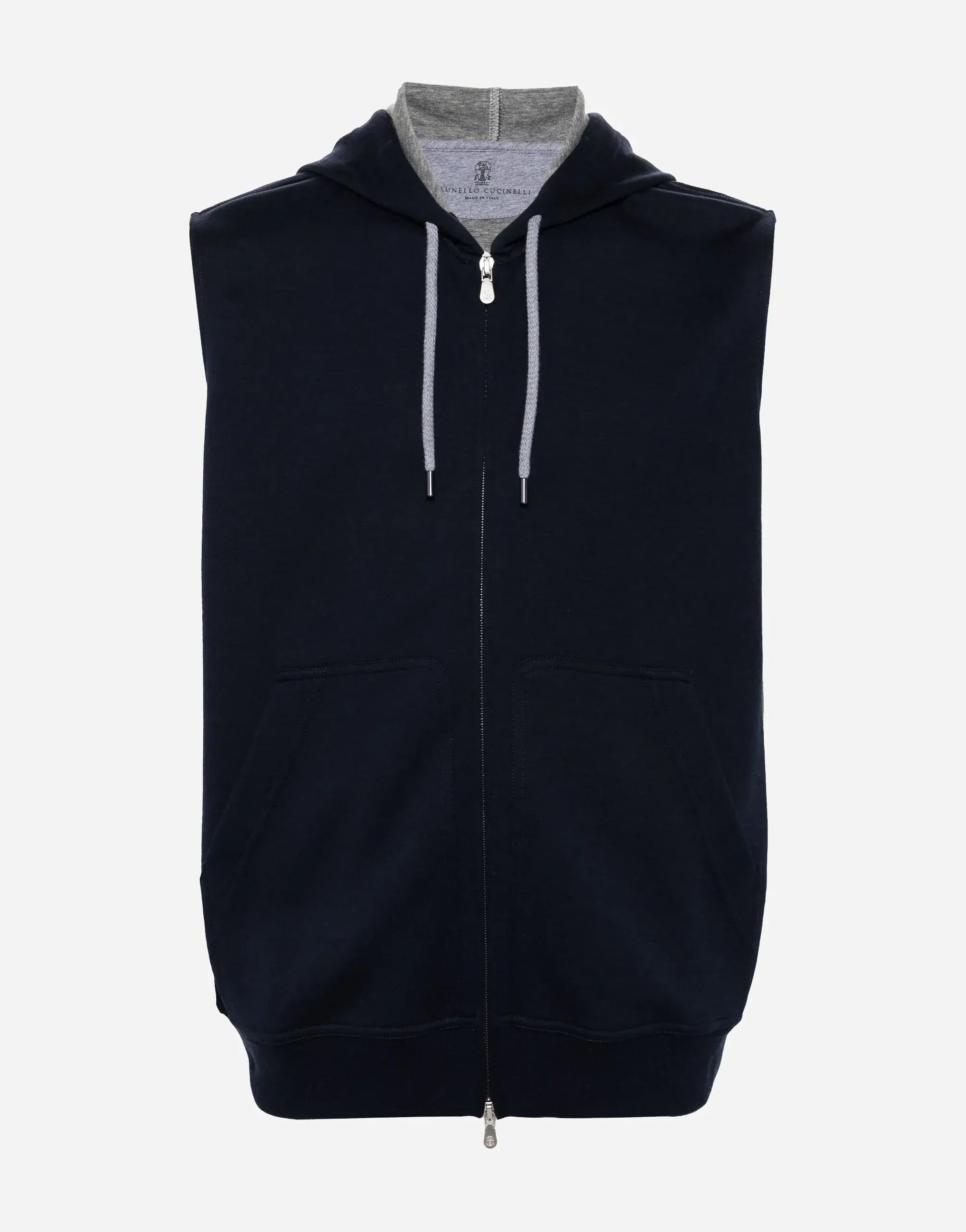 Brunello Cucinelli Navy Blue Sleeveless Hoodie