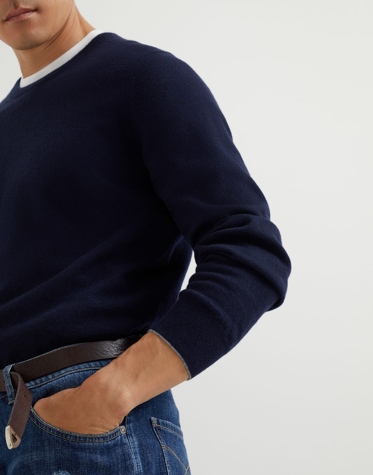Brunello Cucinelli Navy Cashmere Sweater | Sendegaro UK