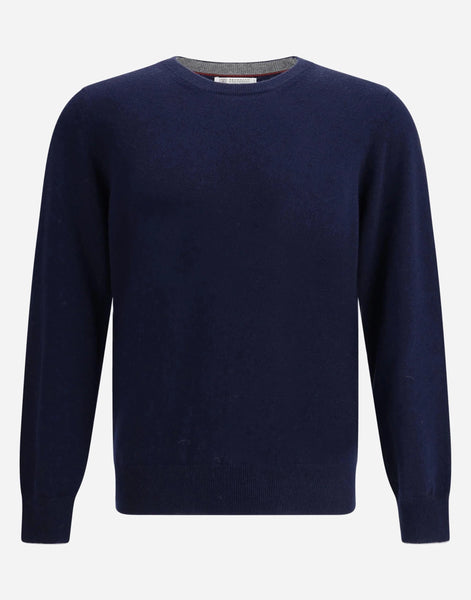 Brunello Cucinelli Navy Cashmere Sweater | Sendegaro UK