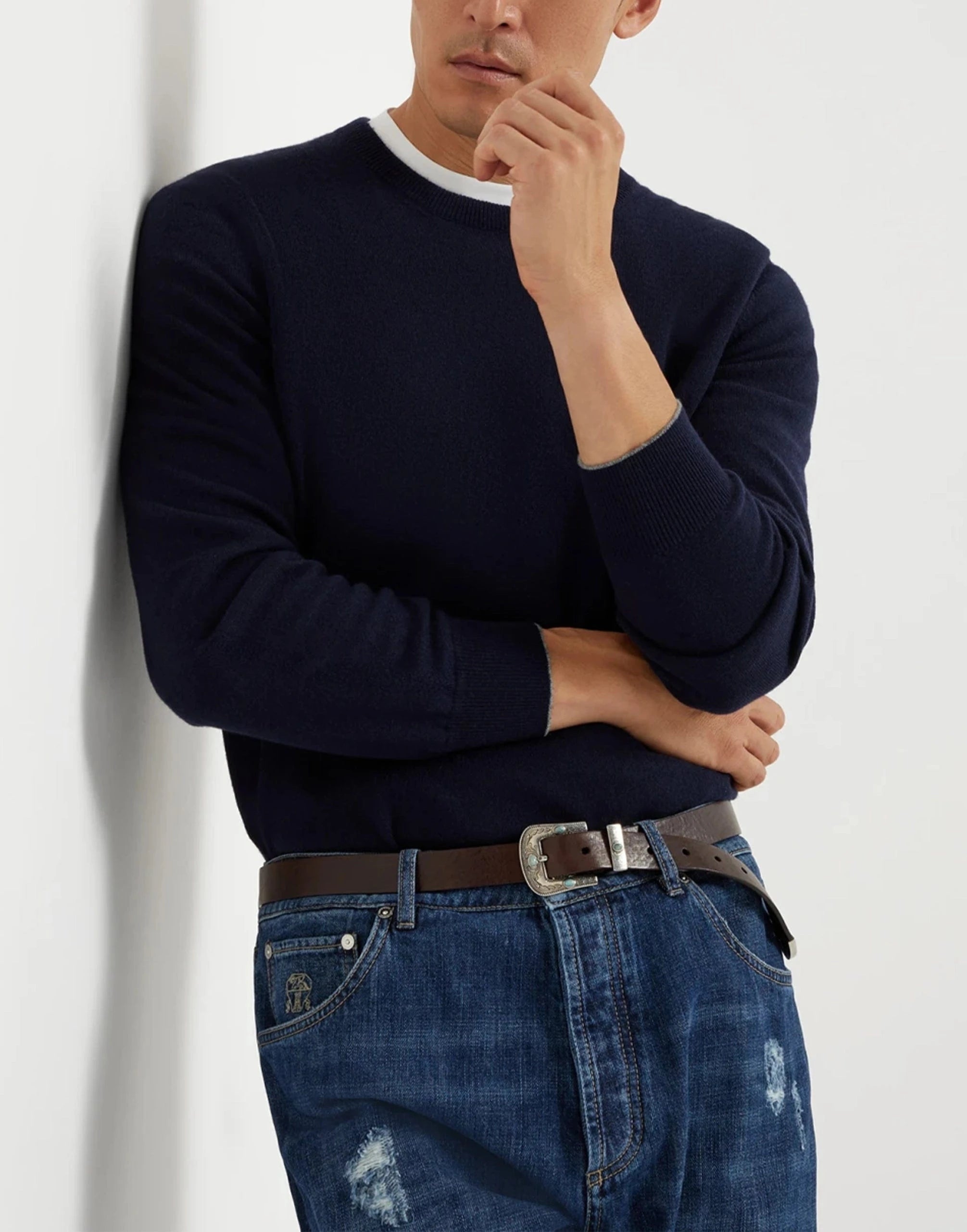 Brunello Cucinelli Navy Cashmere Sweater