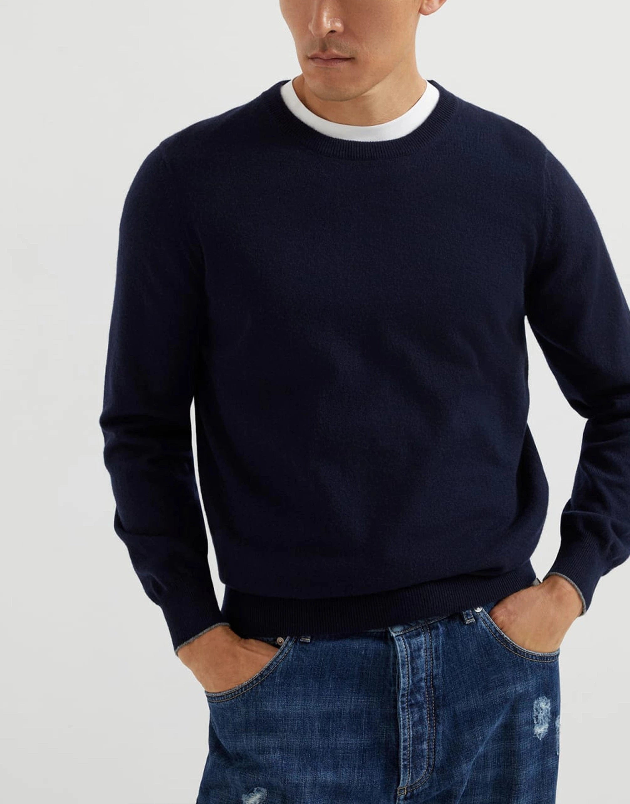 Brunello Cucinelli Navy Cashmere Sweater