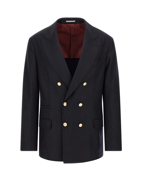 Brunello Cucinelli ネイビー ダブルブレスト ブレザー | Sendegaro JP