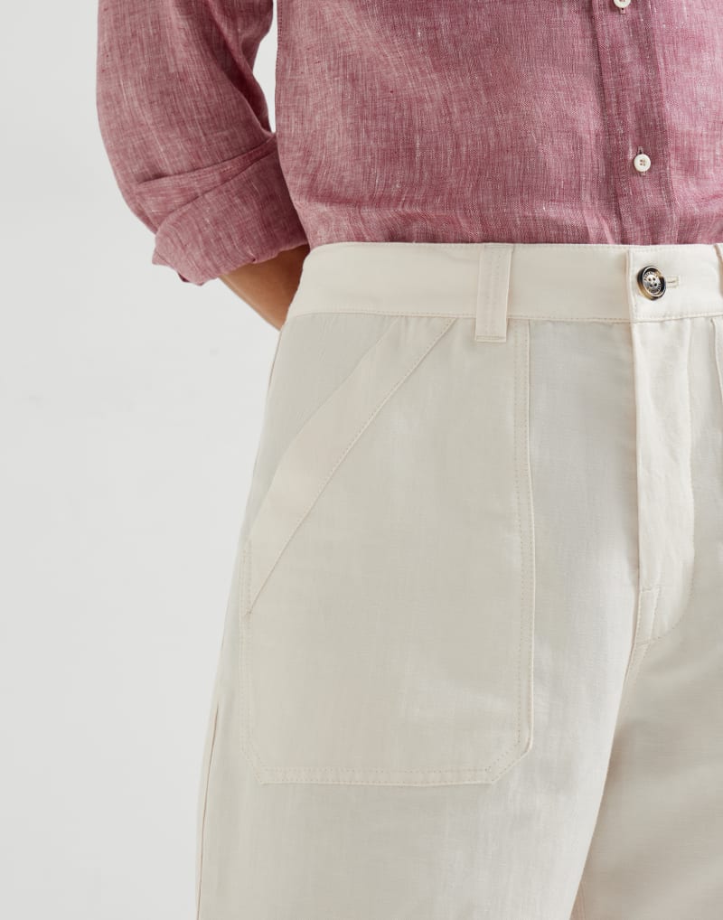 Brunello Cucinelli Off-White Drawstring Drill Trousers