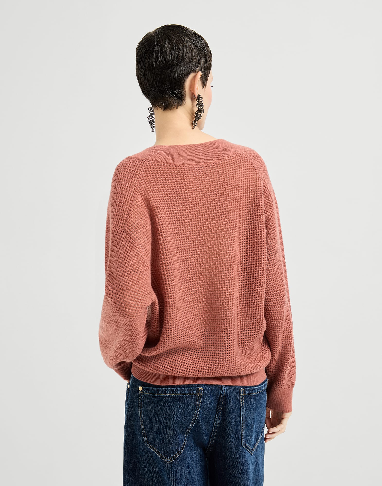 Brunello Cucinelli Orange Cashmere Net Sweater