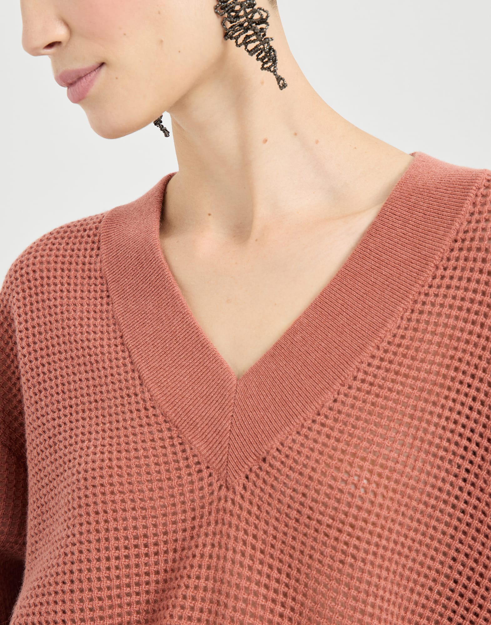 Brunello Cucinelli Orange Cashmere Net Sweater | Sendegaro AU