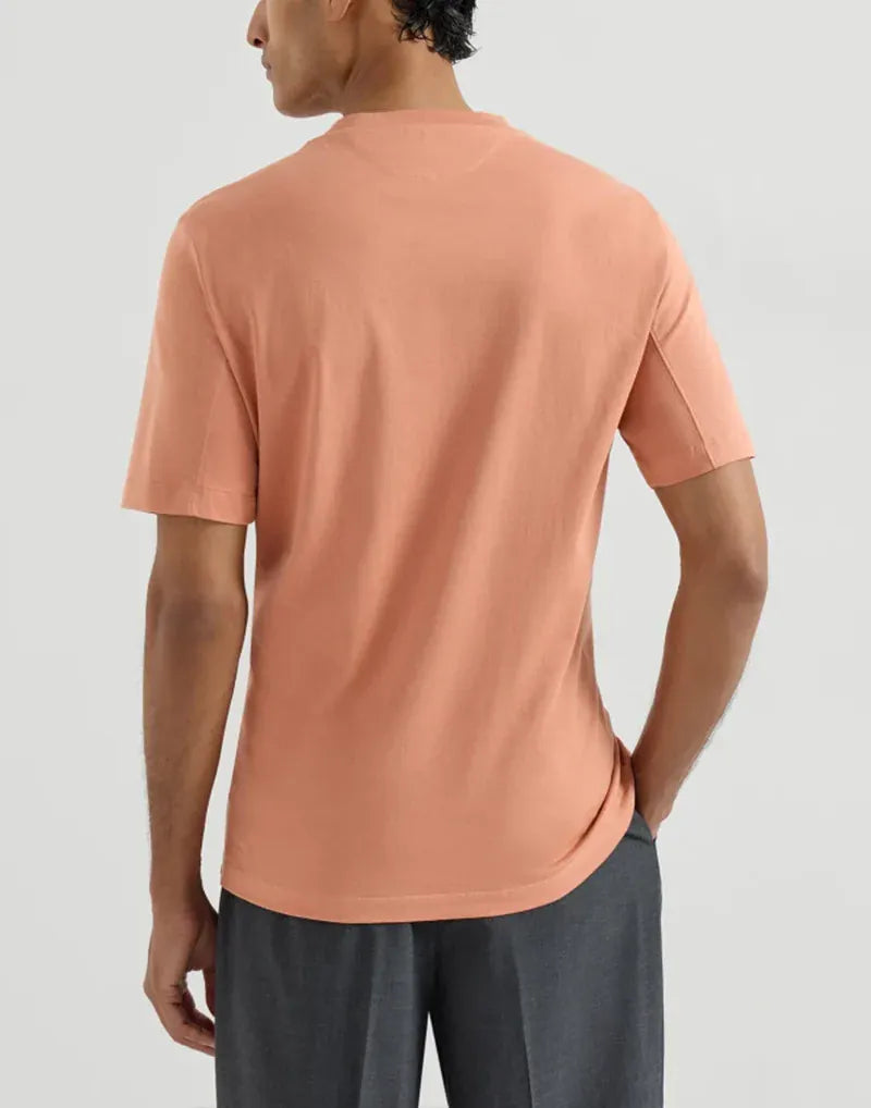 Brunello Cucinelli Orange Cotton Logo Jersey T-Shirt