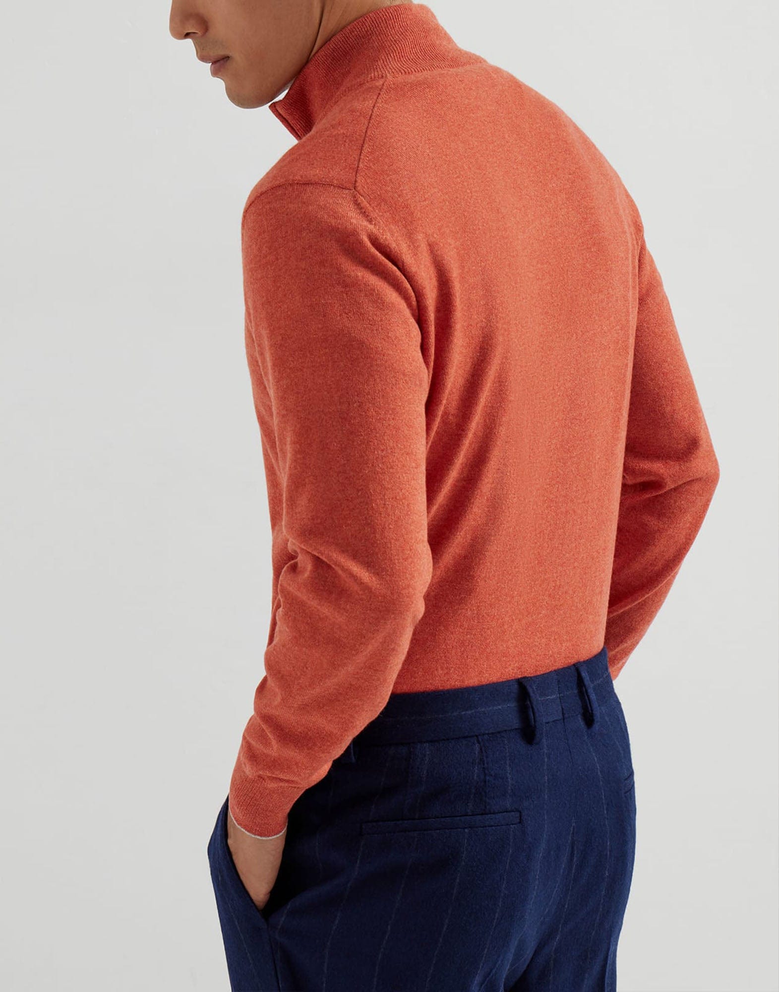 BRUNELLO CUCINELLI カシミヤ ジップアップセーター Brunello Cucinelli - Gray Ribbed Cashmere Front Zip Sweater