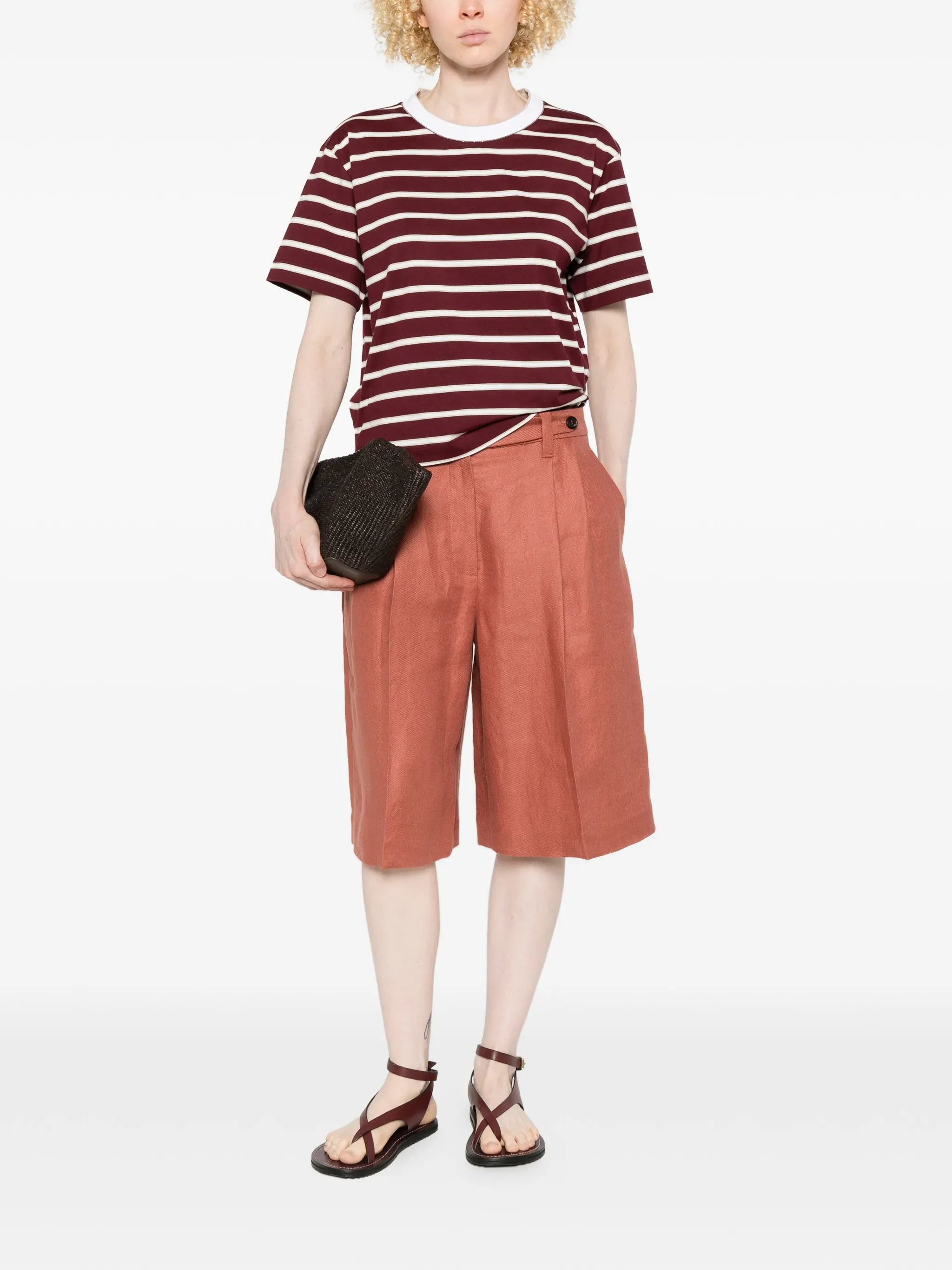 Brunello Cucinelli Orange Pleated Shorts