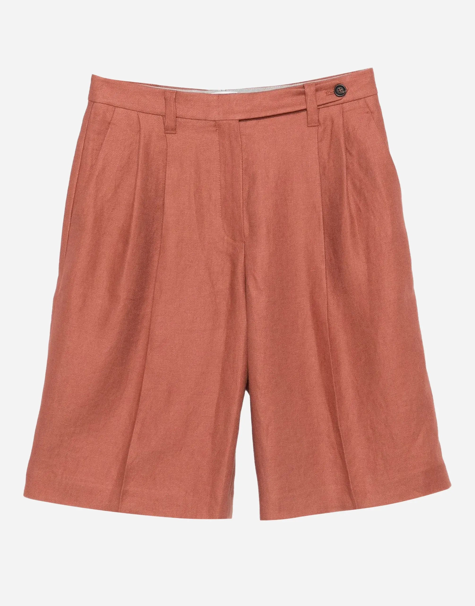 Brunello Cucinelli Orange Pleated Shorts