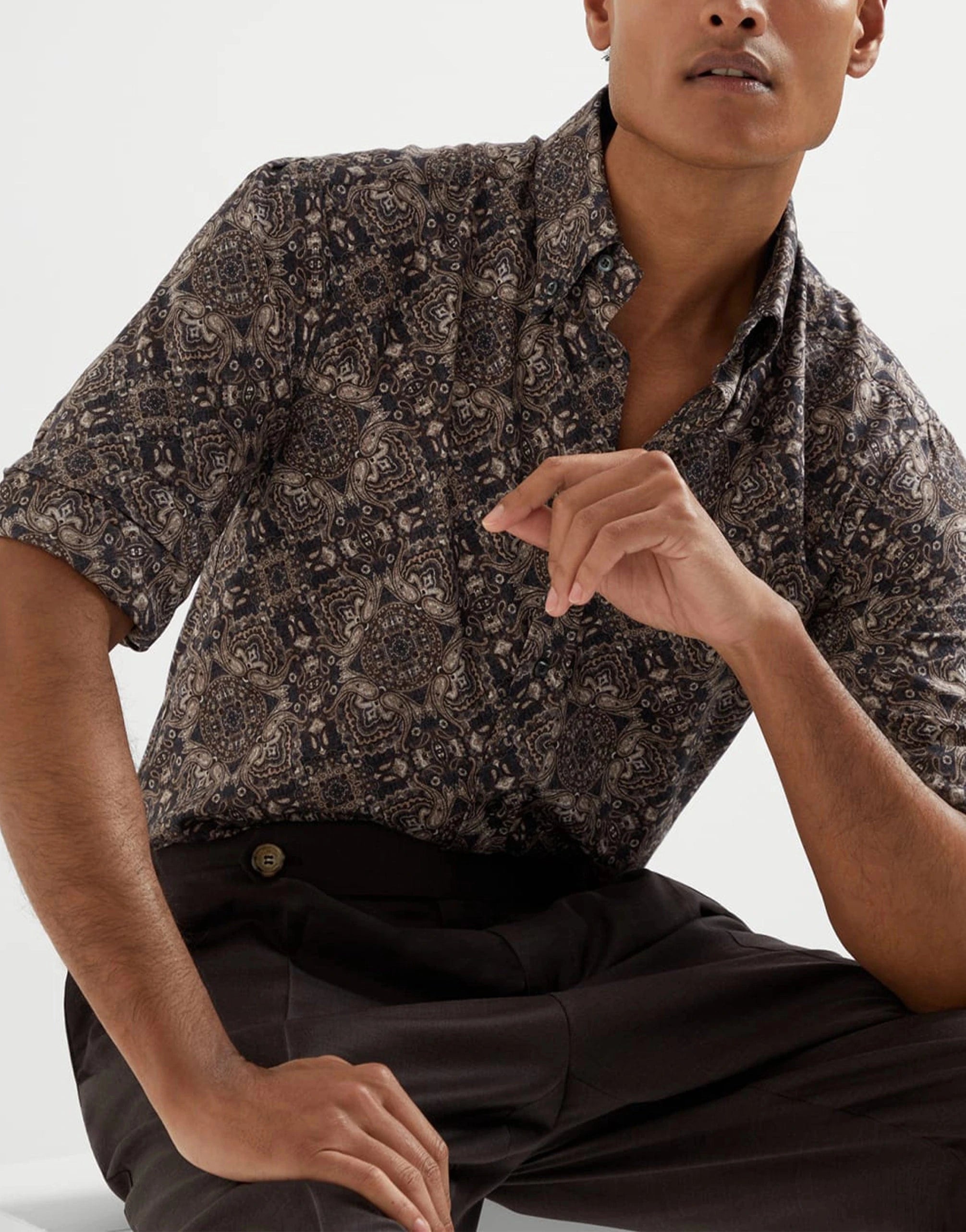 Brunello Cucinelli Paisley Twill Slim Fit Shirt