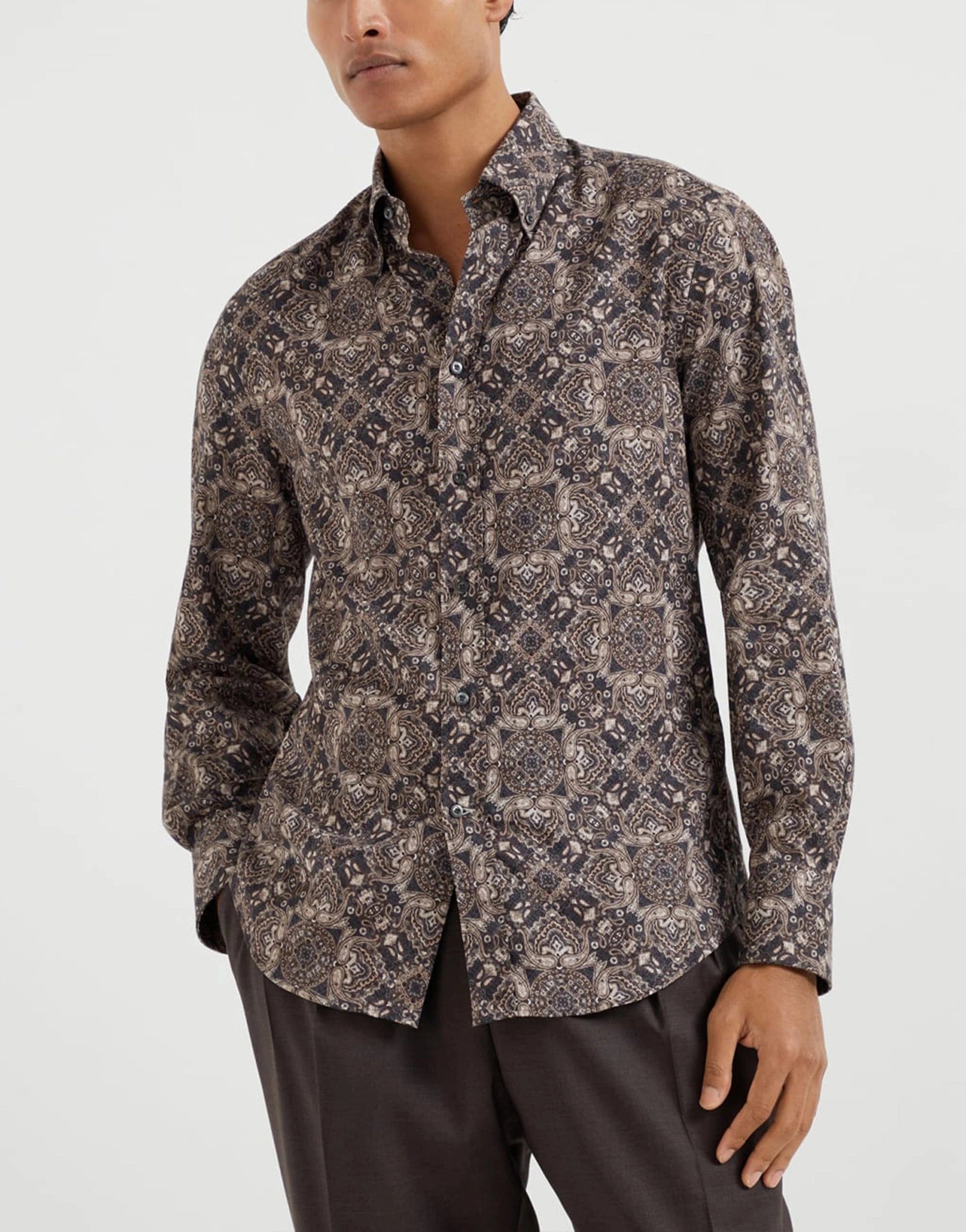 Brunello Cucinelli Paisley Twill Slim Fit Shirt