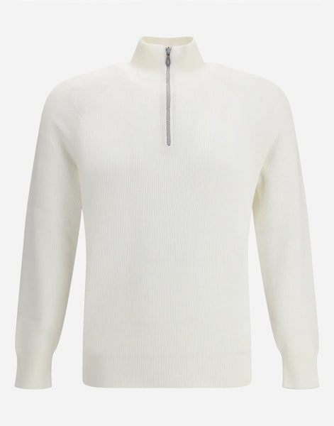 Brunello Cucinelli Panama Cotton Half-Zip Rib Sweater | Sendegaro ZA Brunello Cucinelli Panama Cotton Half-Zip Rib Sweater | Sendegaro ZA