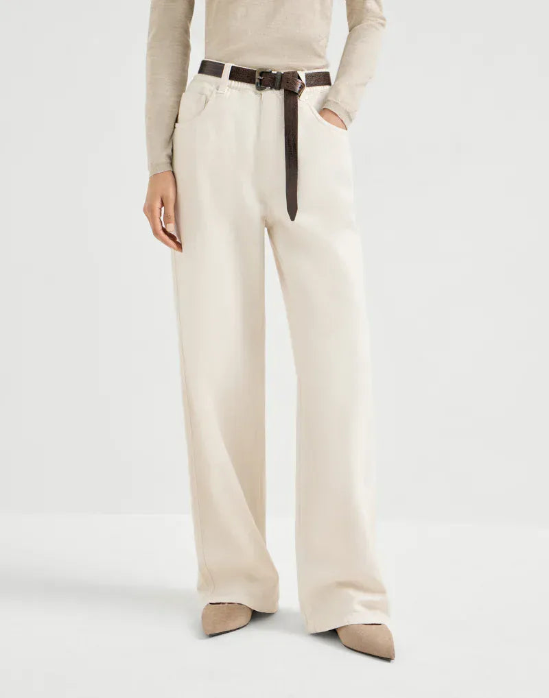 Brunello Cucinelli Panama Garment-Dyed Monili Trousers