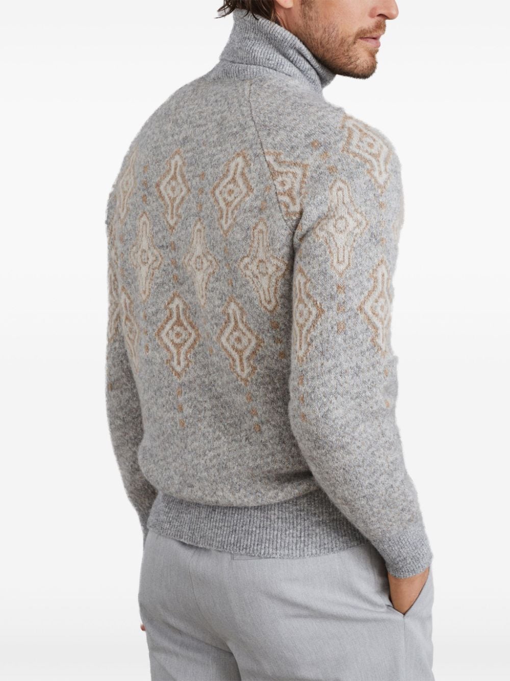 Brunello Cucinelli Patterned-Intarsia Roll-Neck Sweater