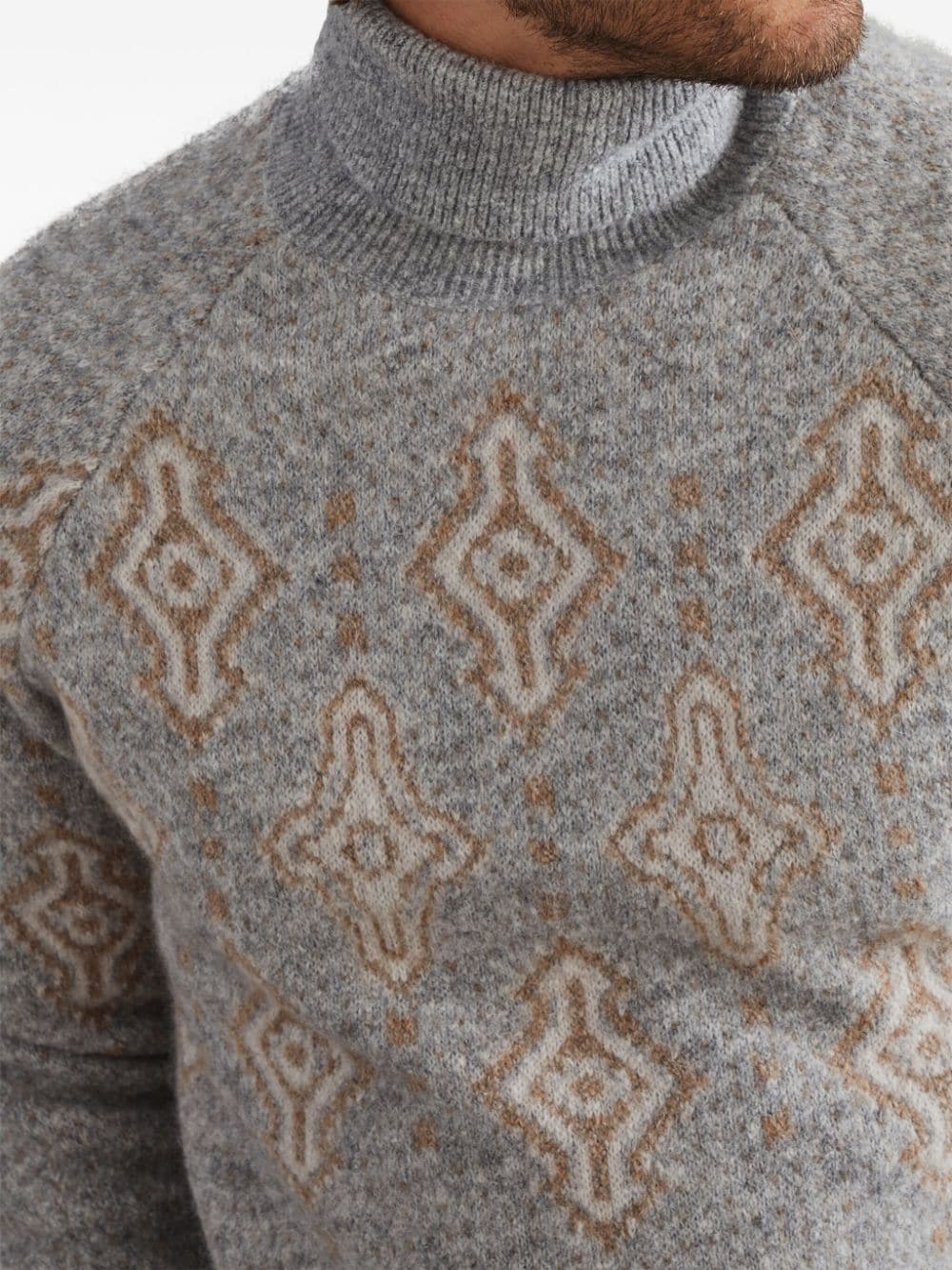 Brunello Cucinelli Patterned-Intarsia Roll-Neck Sweater